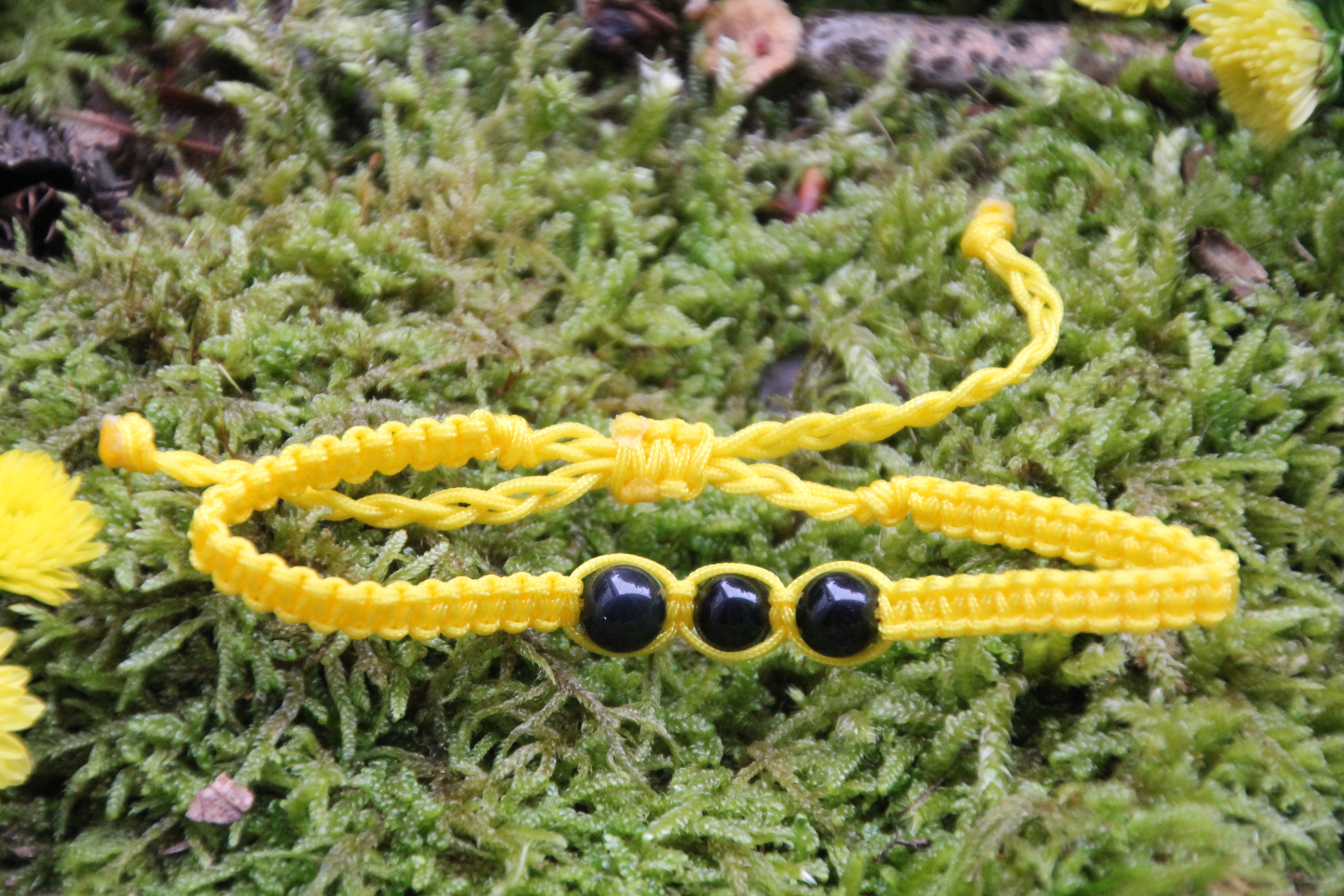 Obsidian - Makramee Armband