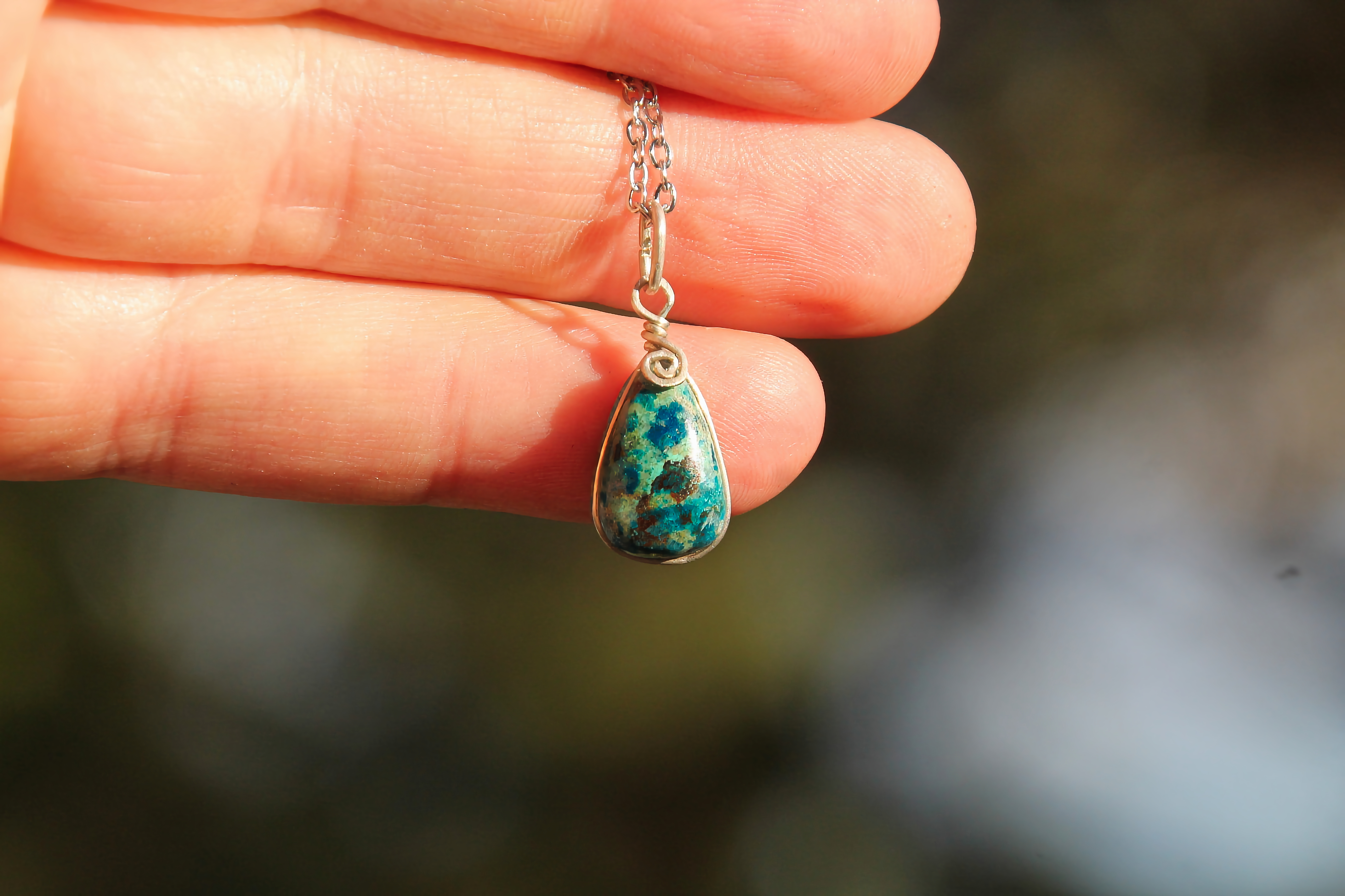 Azurit-Türkis Halskette