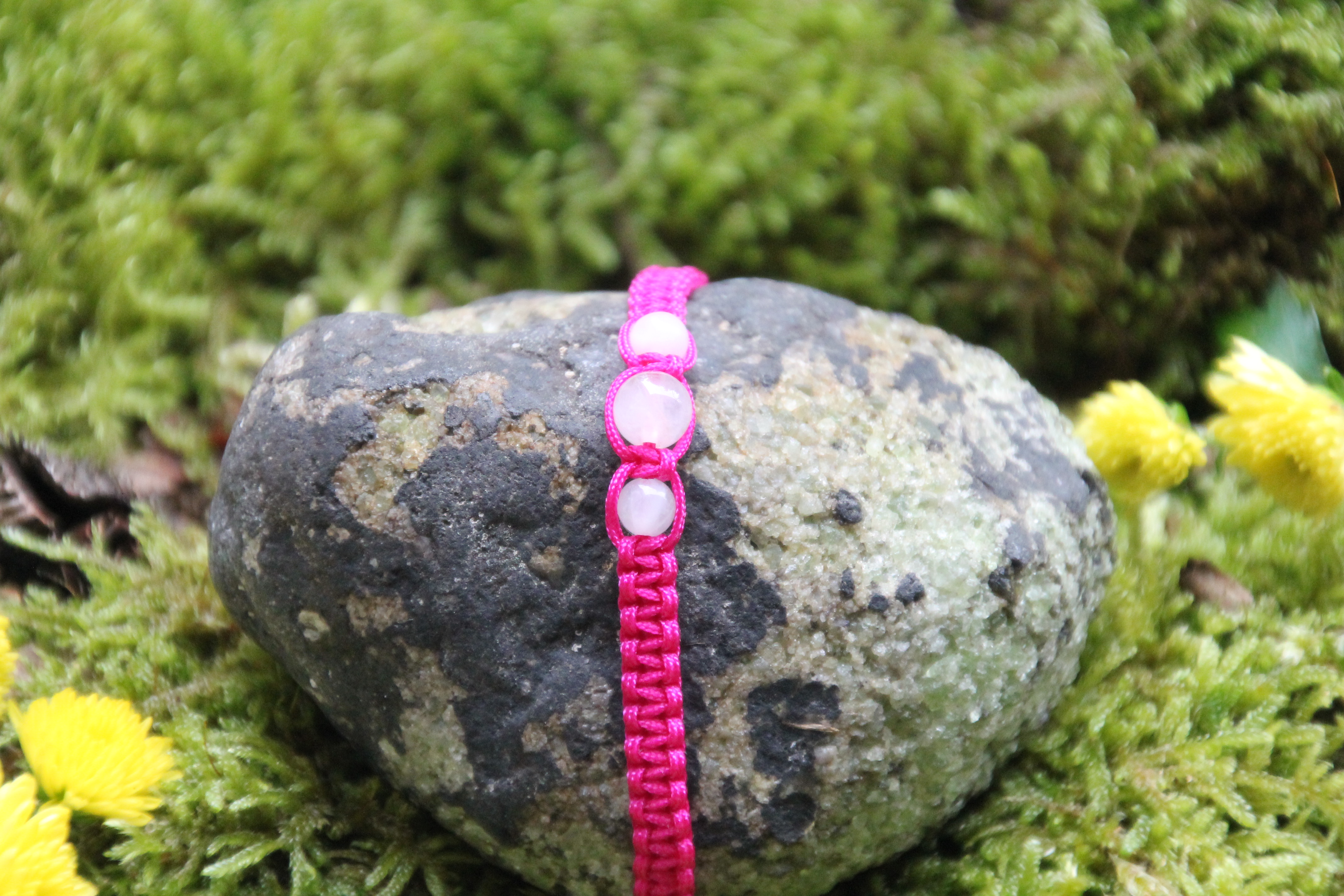 Rosenquarz - Makramee Armband