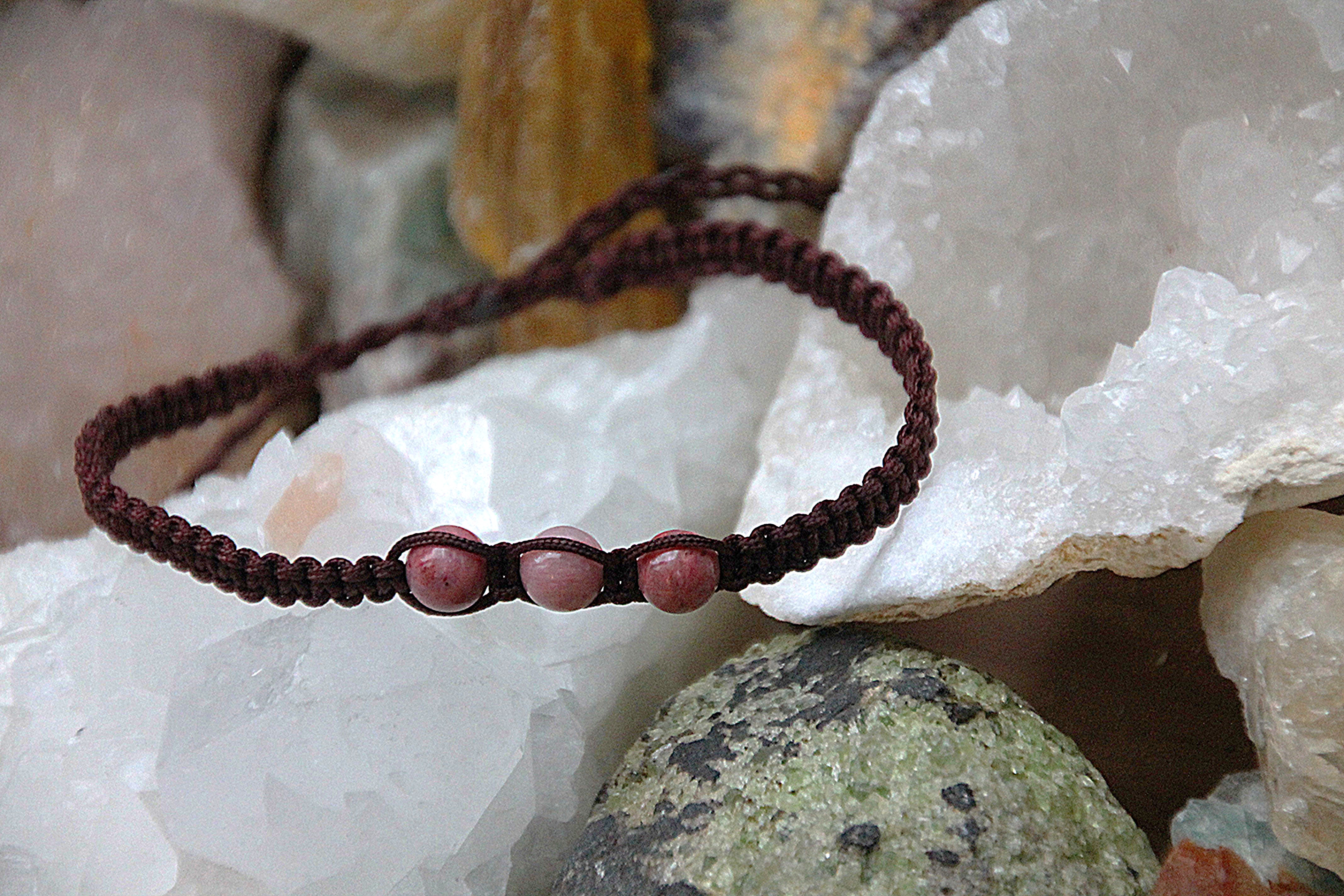 Rhodonit - Makramee Armband