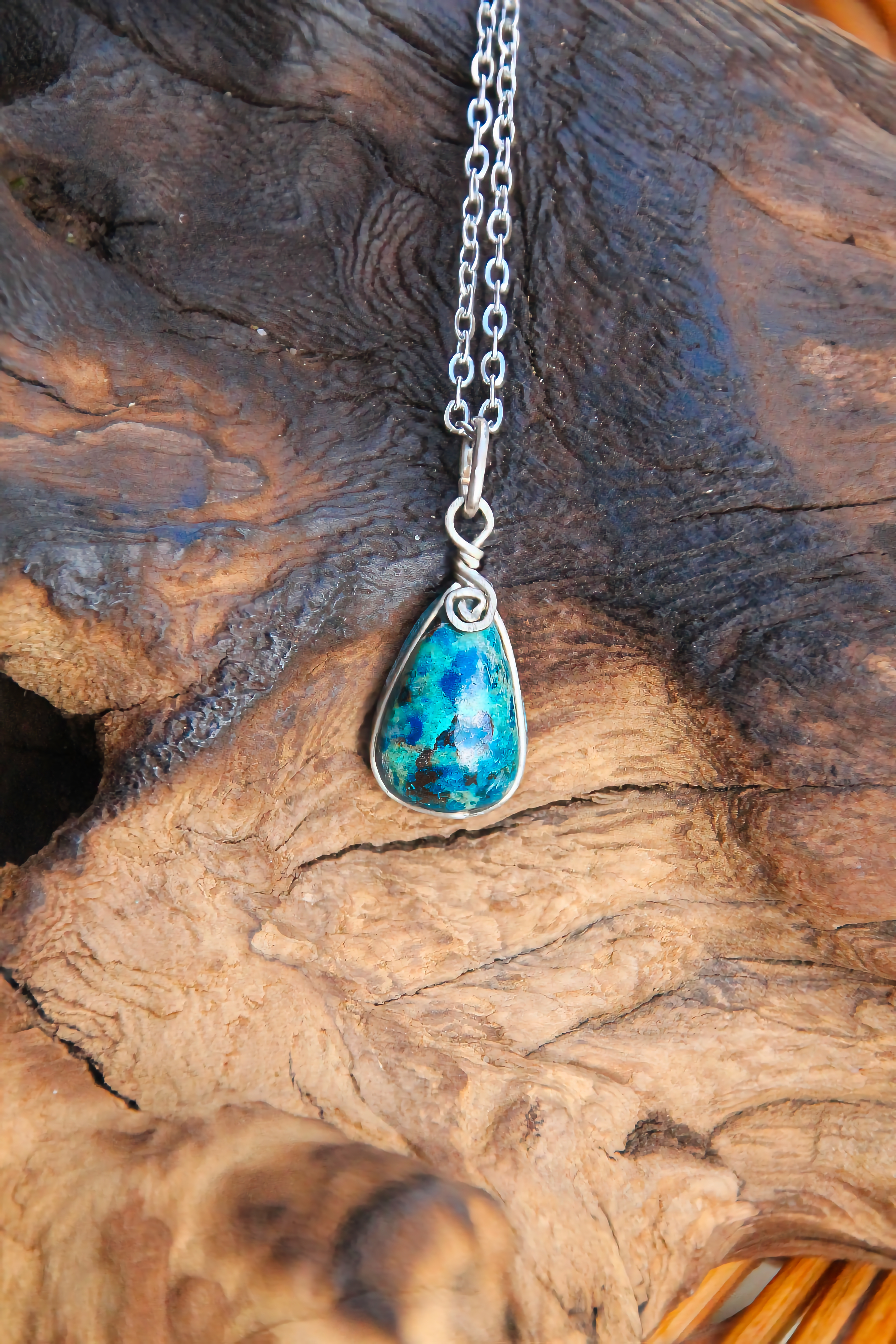 Azurit-Türkis Halskette