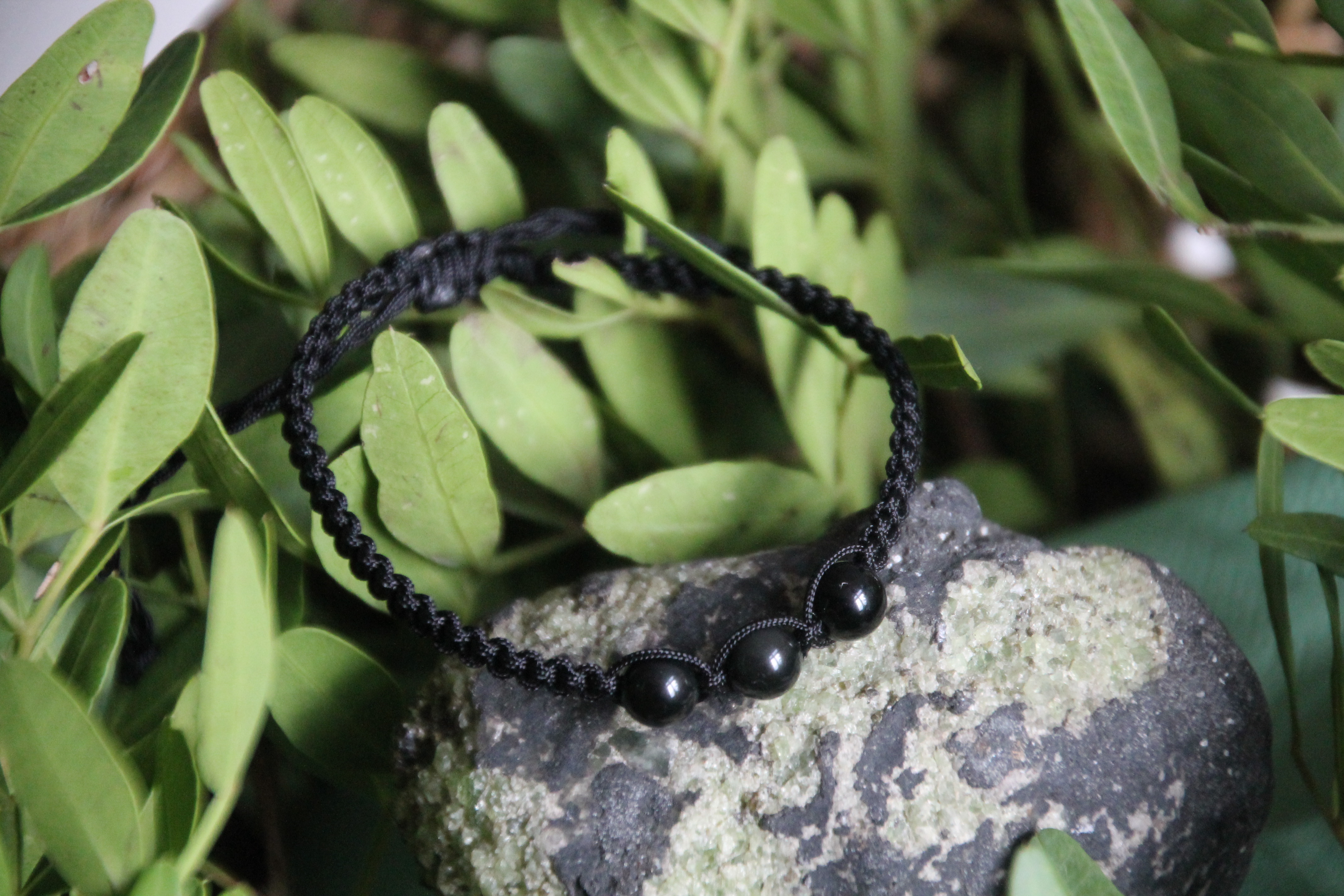 Obsidian - Makramee Armband