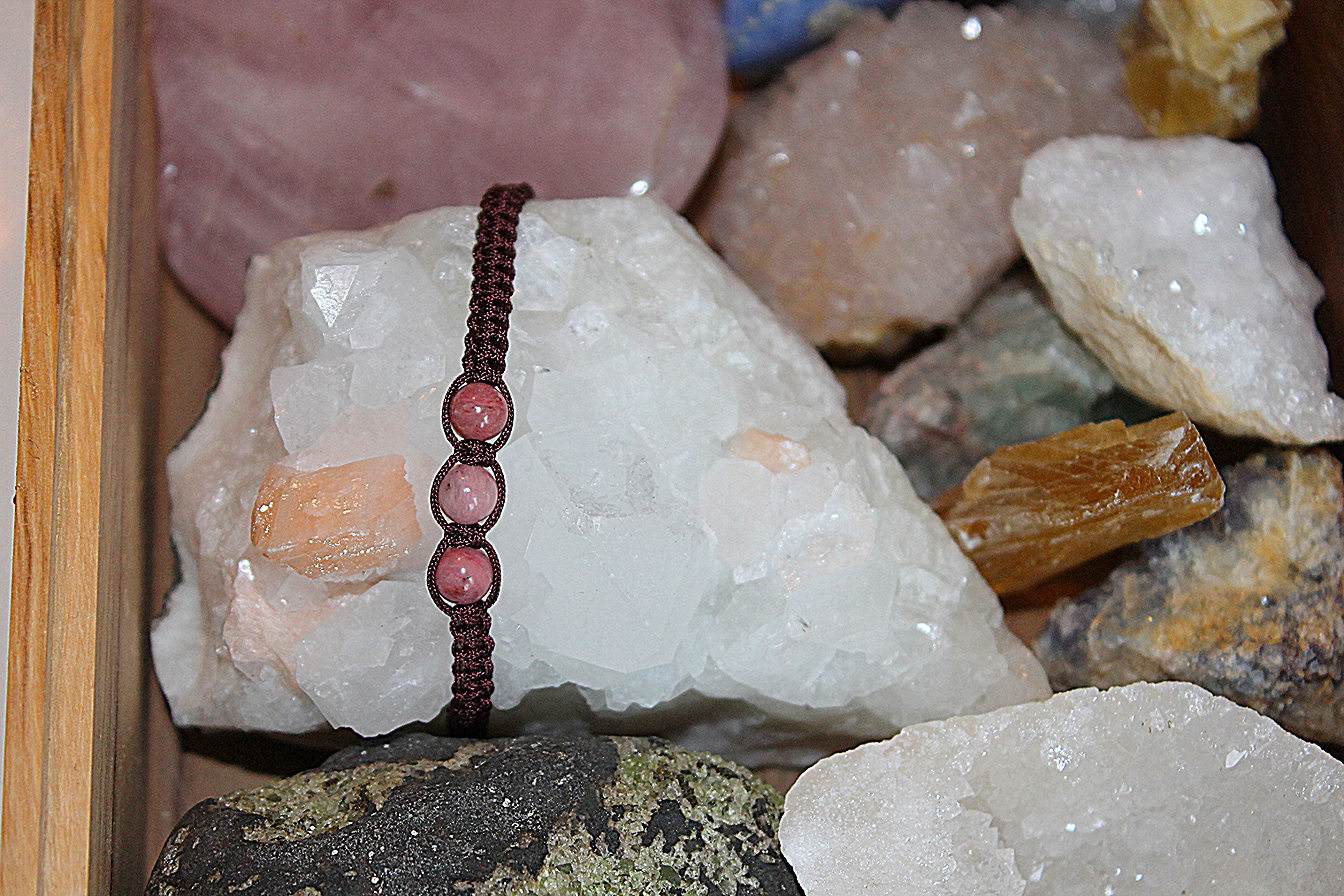 Rhodonit - Makramee Armband