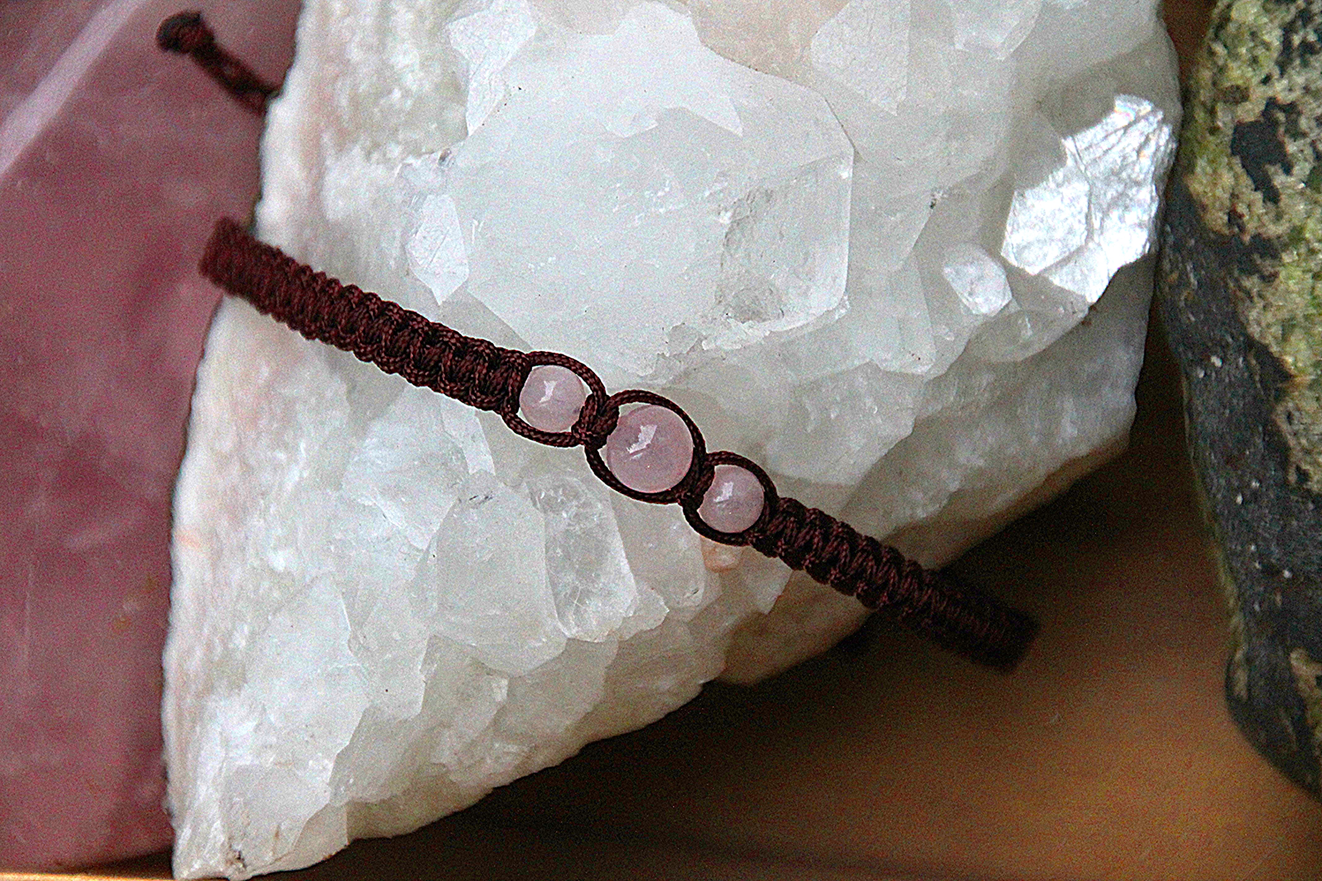 Rosenquarz - Makramee Armband