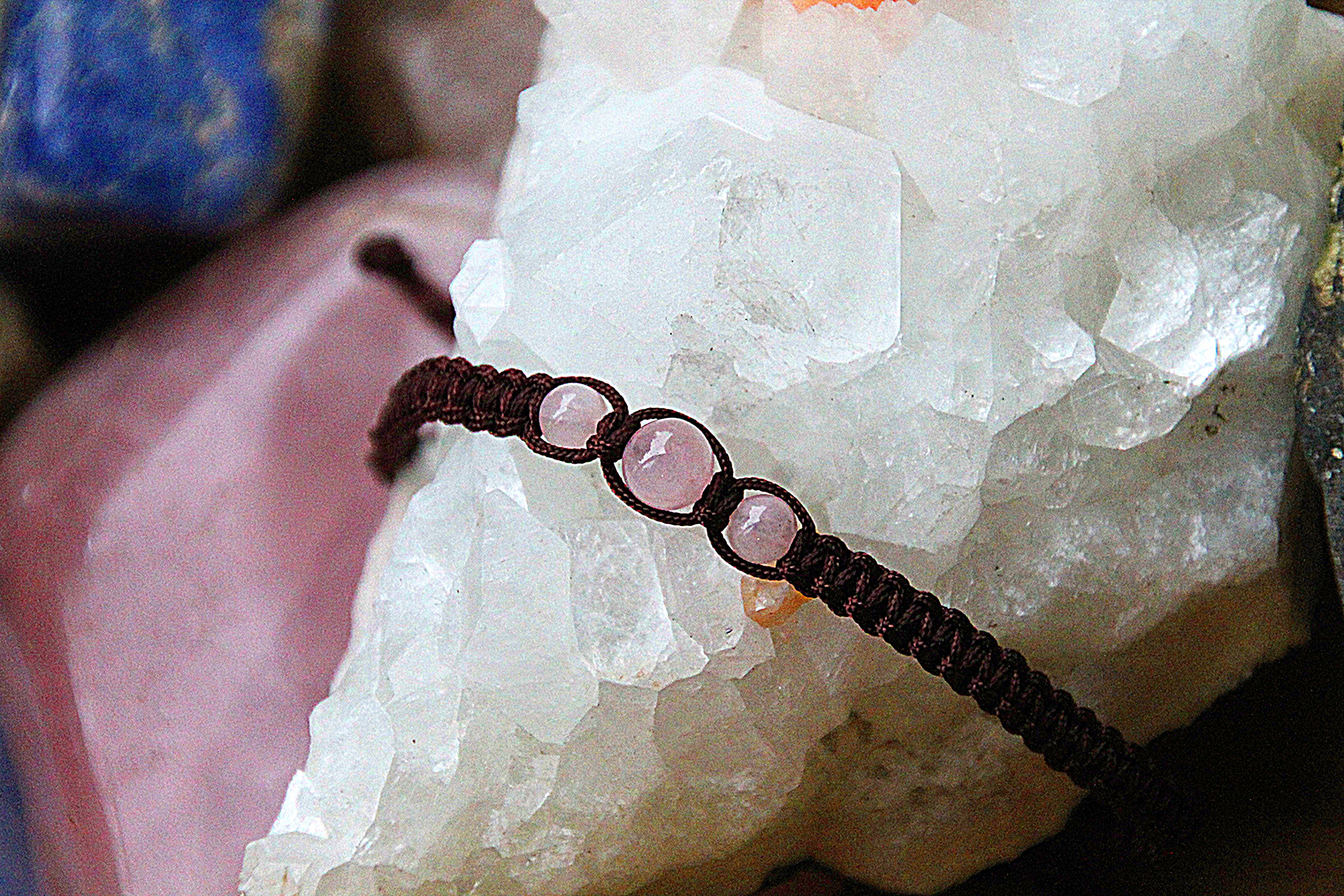 Rosenquarz - Makramee Armband