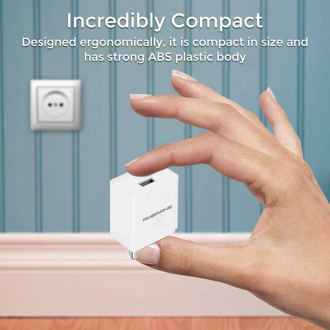 Ambrane wall charger with Micro USB cable (AWC47 white)