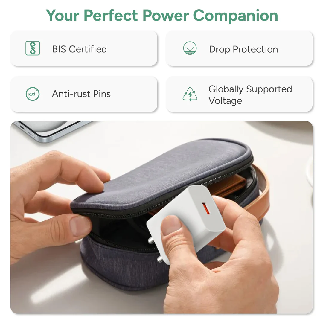 Ambrane wall charger with Type C cable(UNI 18)