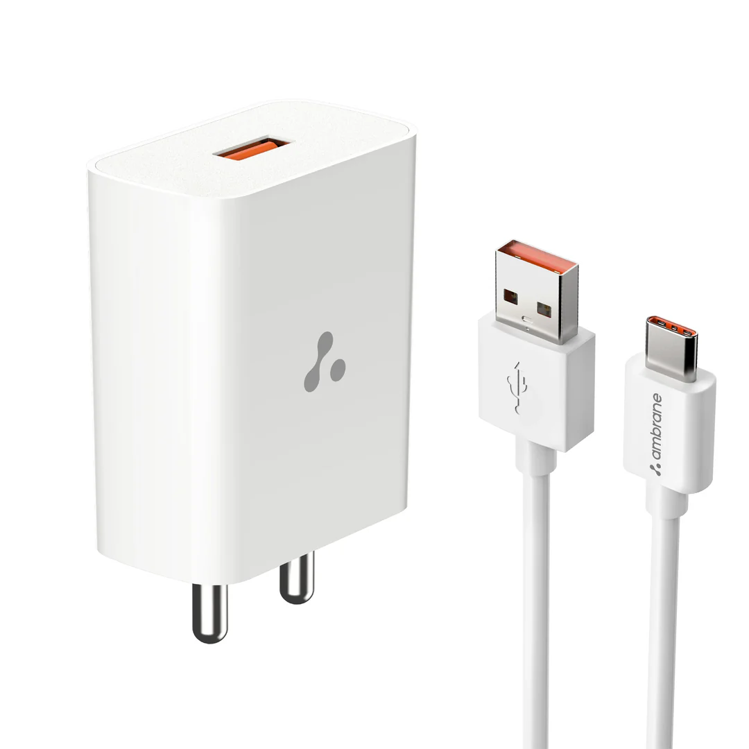 Ambrane wall charger with Type C cable(UNI 18)