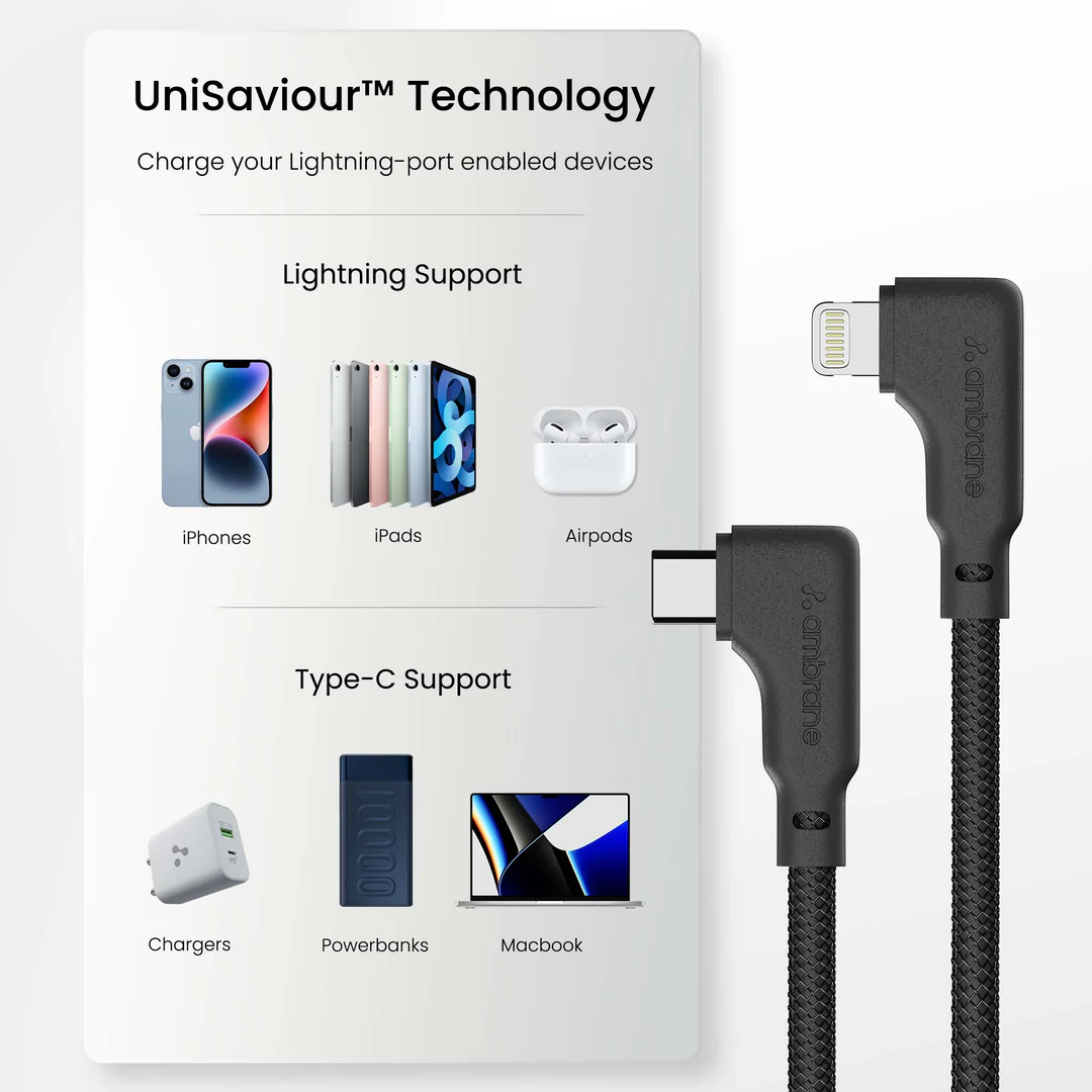 Ambrane Type C to Lightning cable (ABLTLS-12G Black)