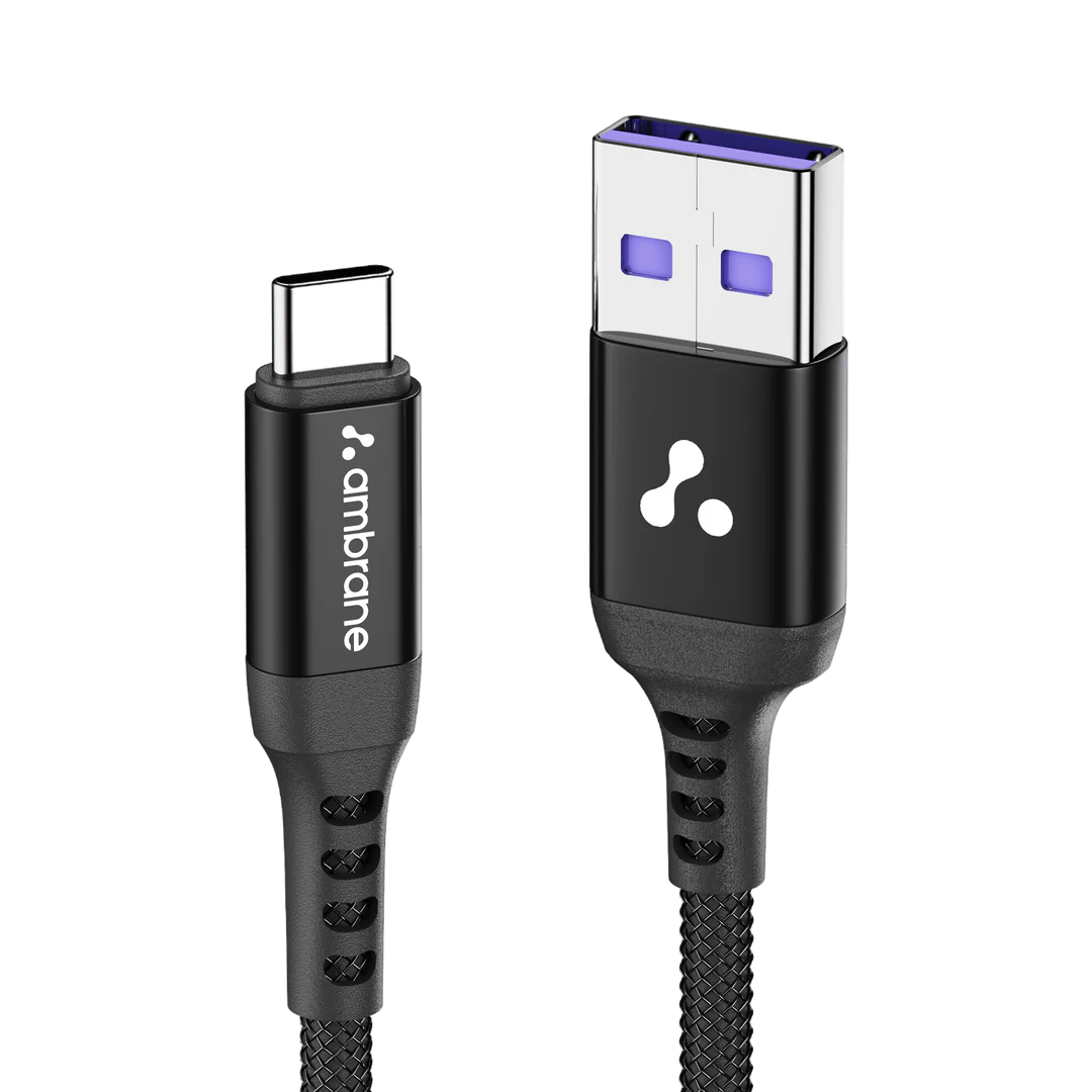 Ambrane Braided Type-C cable (ABCVS-12G Black)