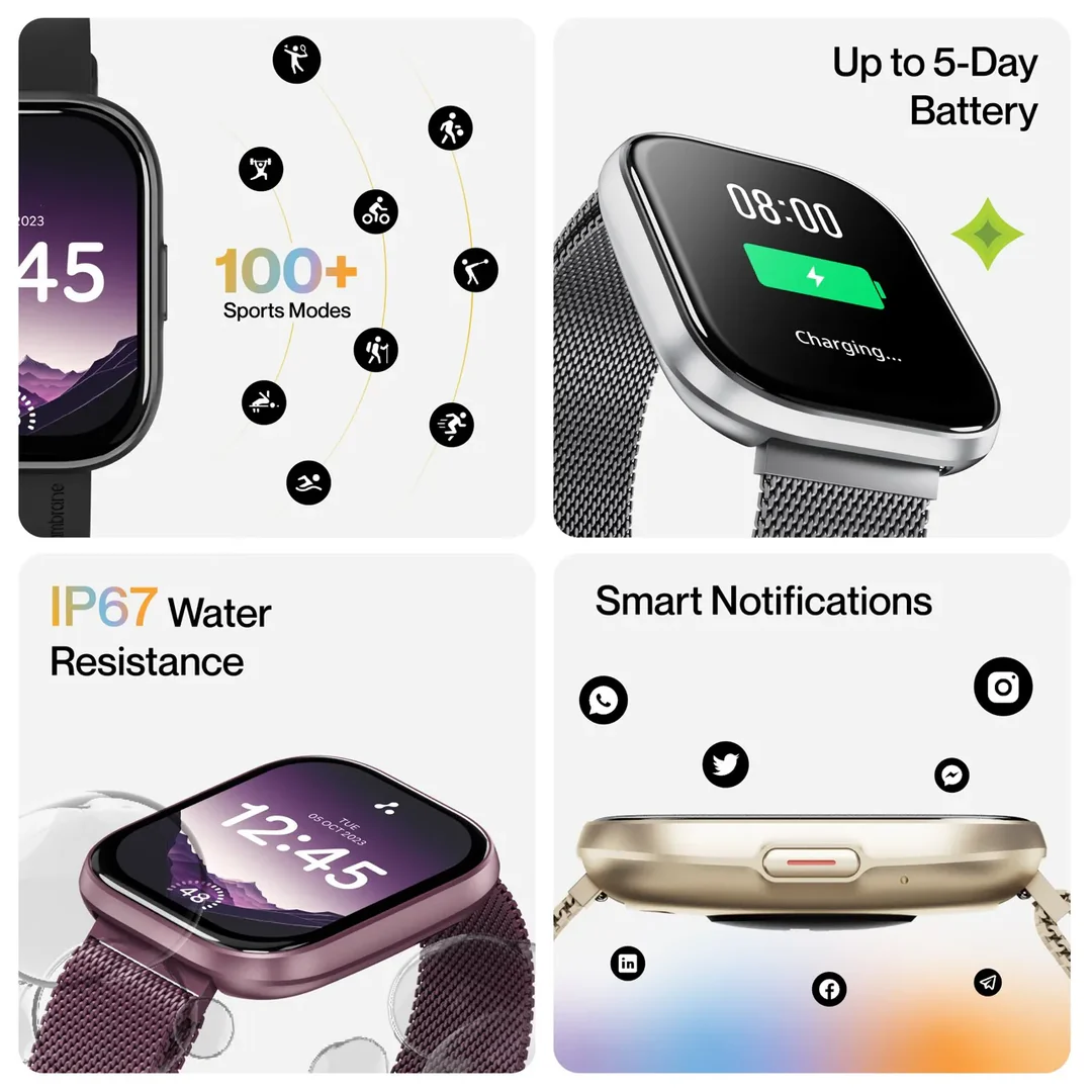 Ambrane smartwatch (Fyre Deep Wine)