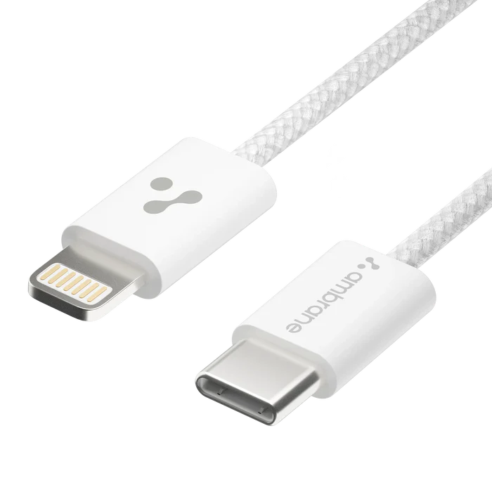 Ambrane Braided USB to Type C cable ABTLQ12G, White