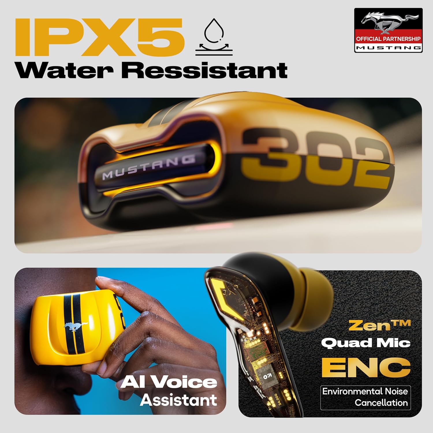 Boult Audio Wireless Earbuds Mustang Torq, Yellow