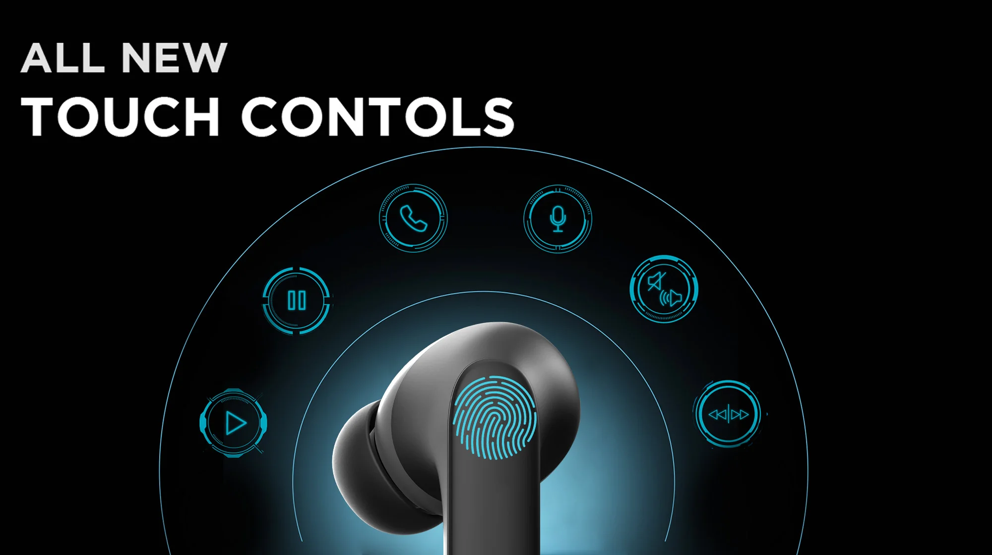 Boult Audio Wireless Earbuds Y1, Black