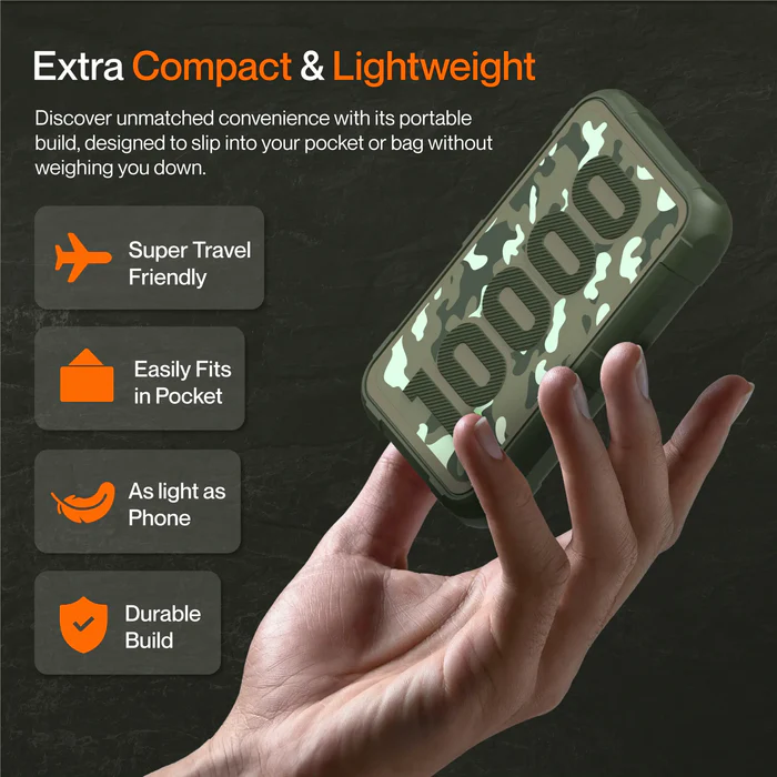 Ambrane Power Bank 10000mah Force 10K, Black