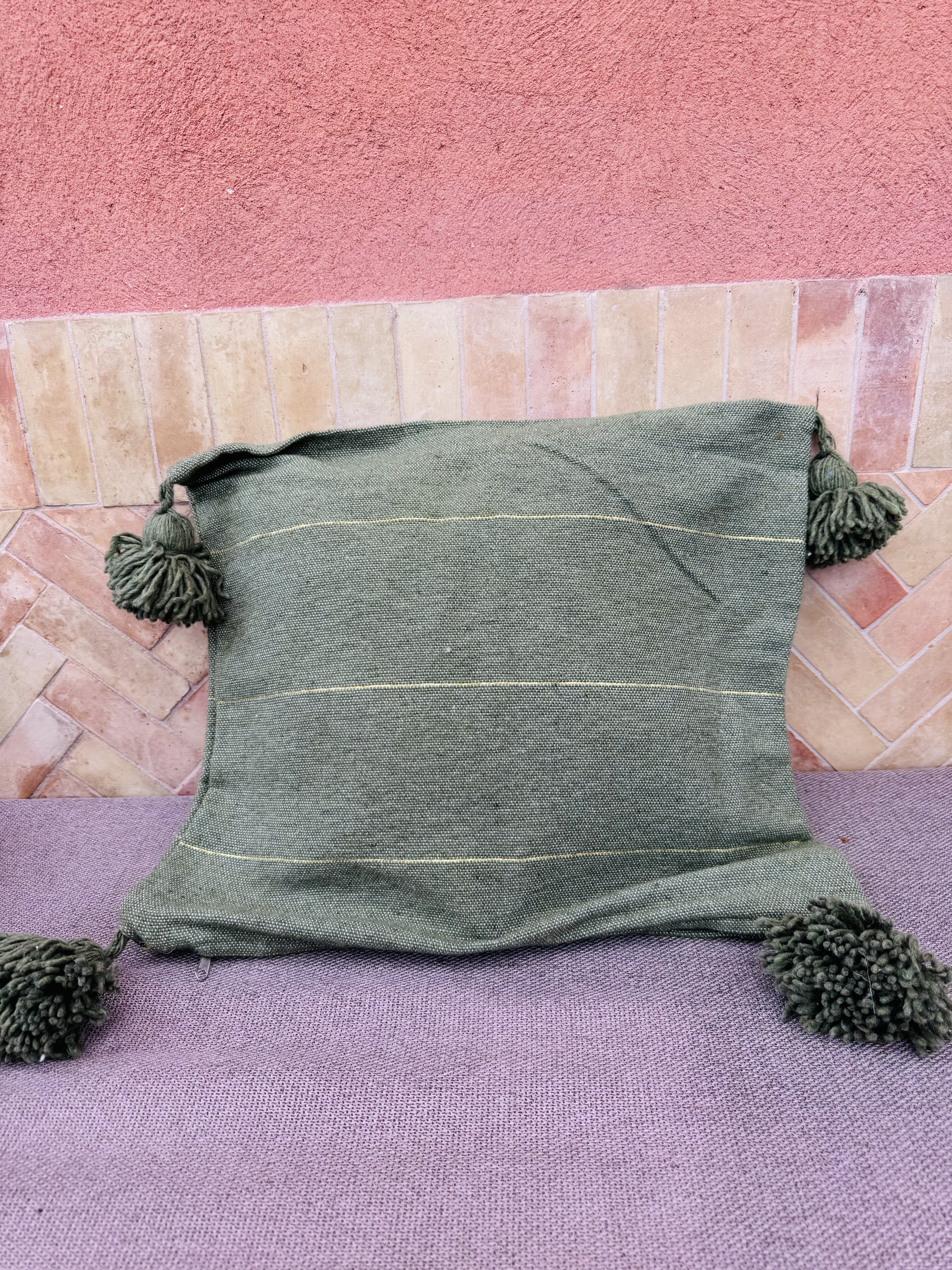 Housse de coussin lisérés dorés 