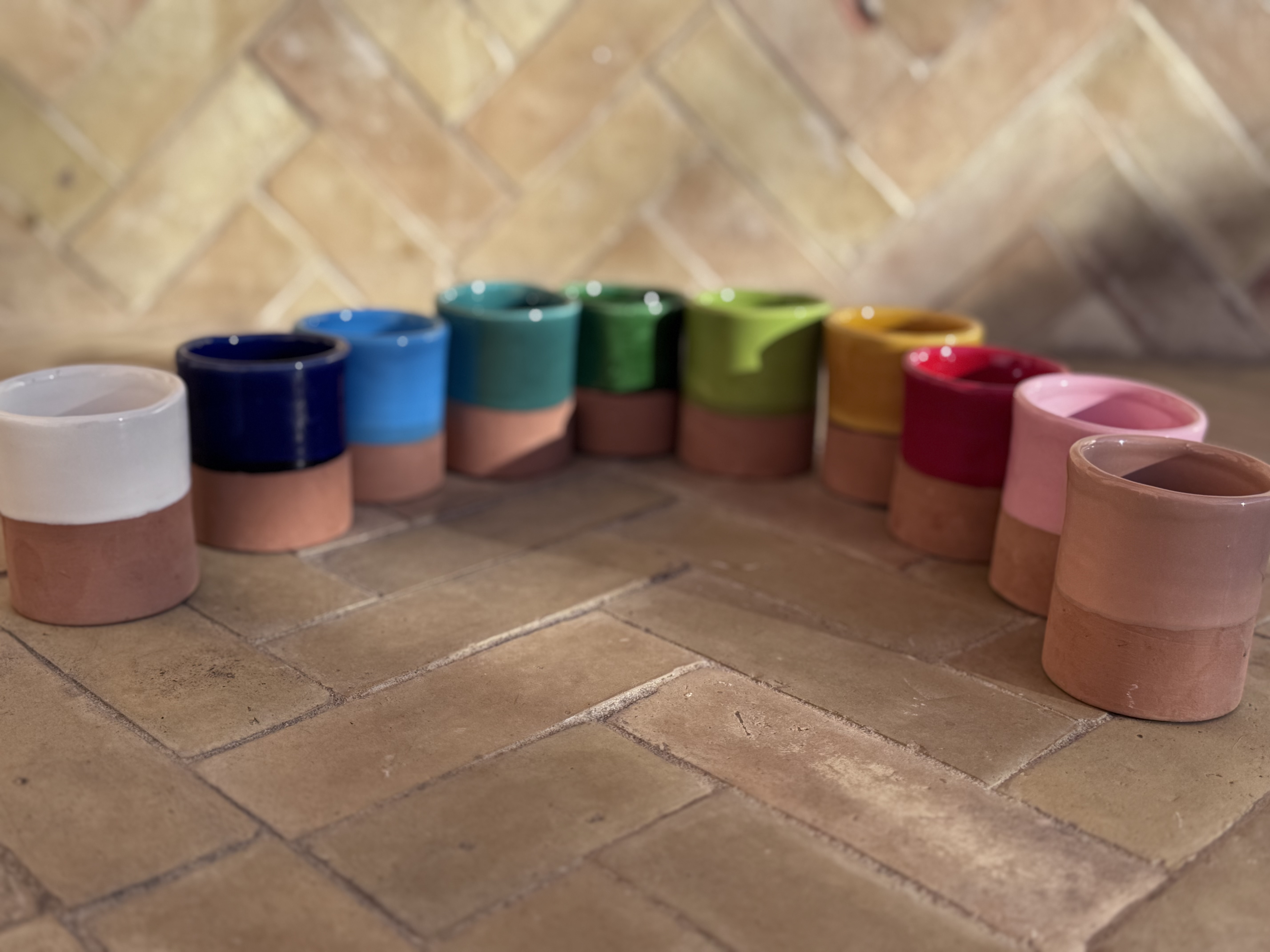 Tasse à café terre cuite et émail 