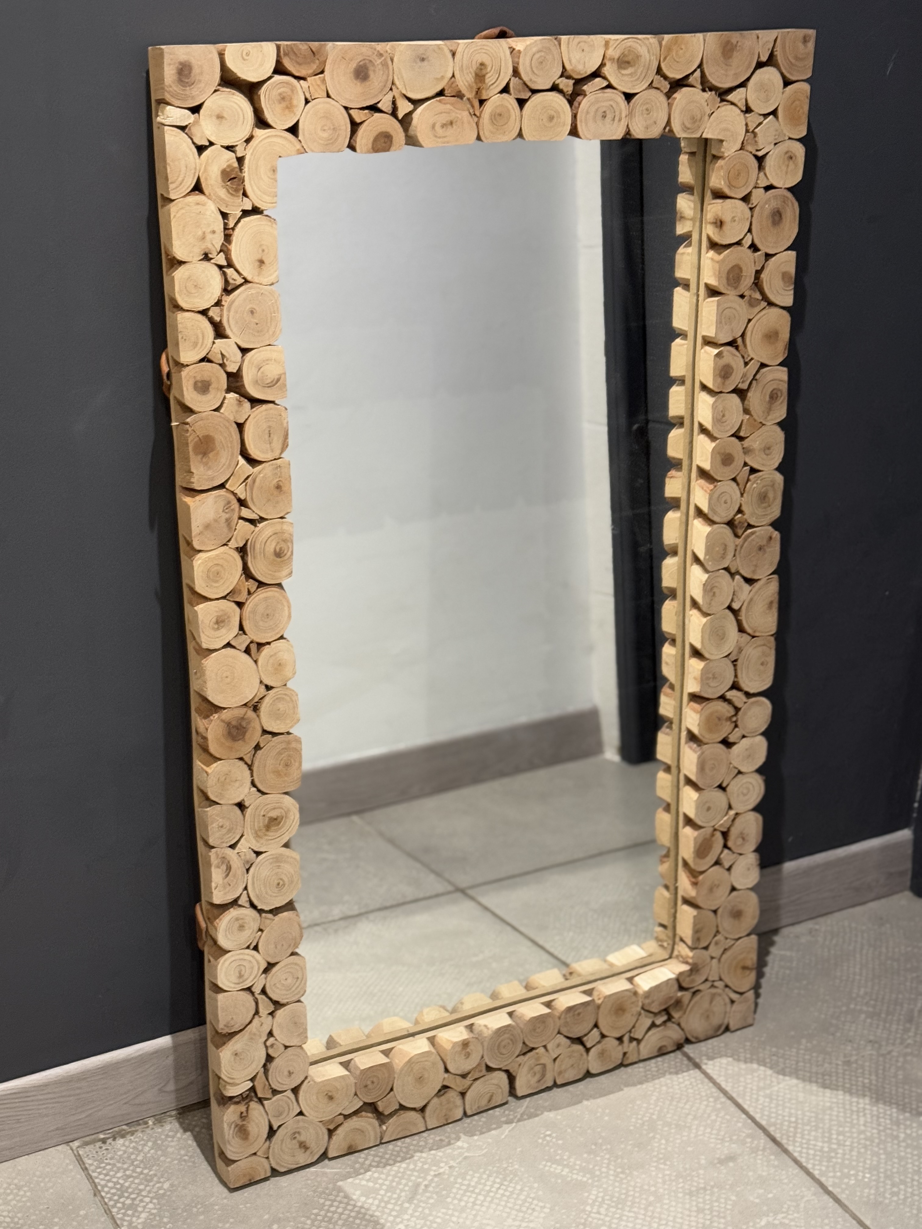 Miroir rectangulaire en bois d'eucalyptus