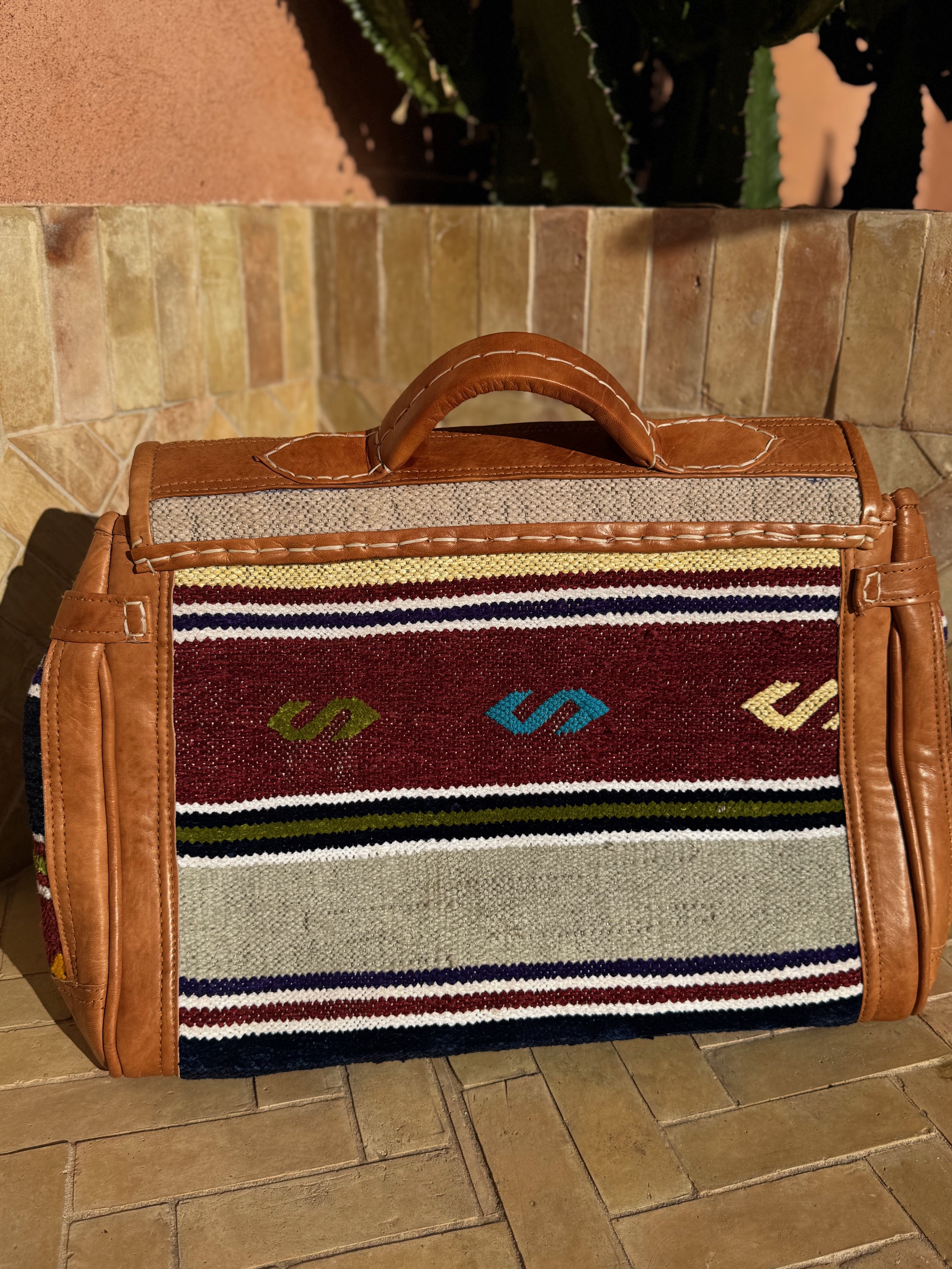 Sac Week-end en kilim berbère et cuir 