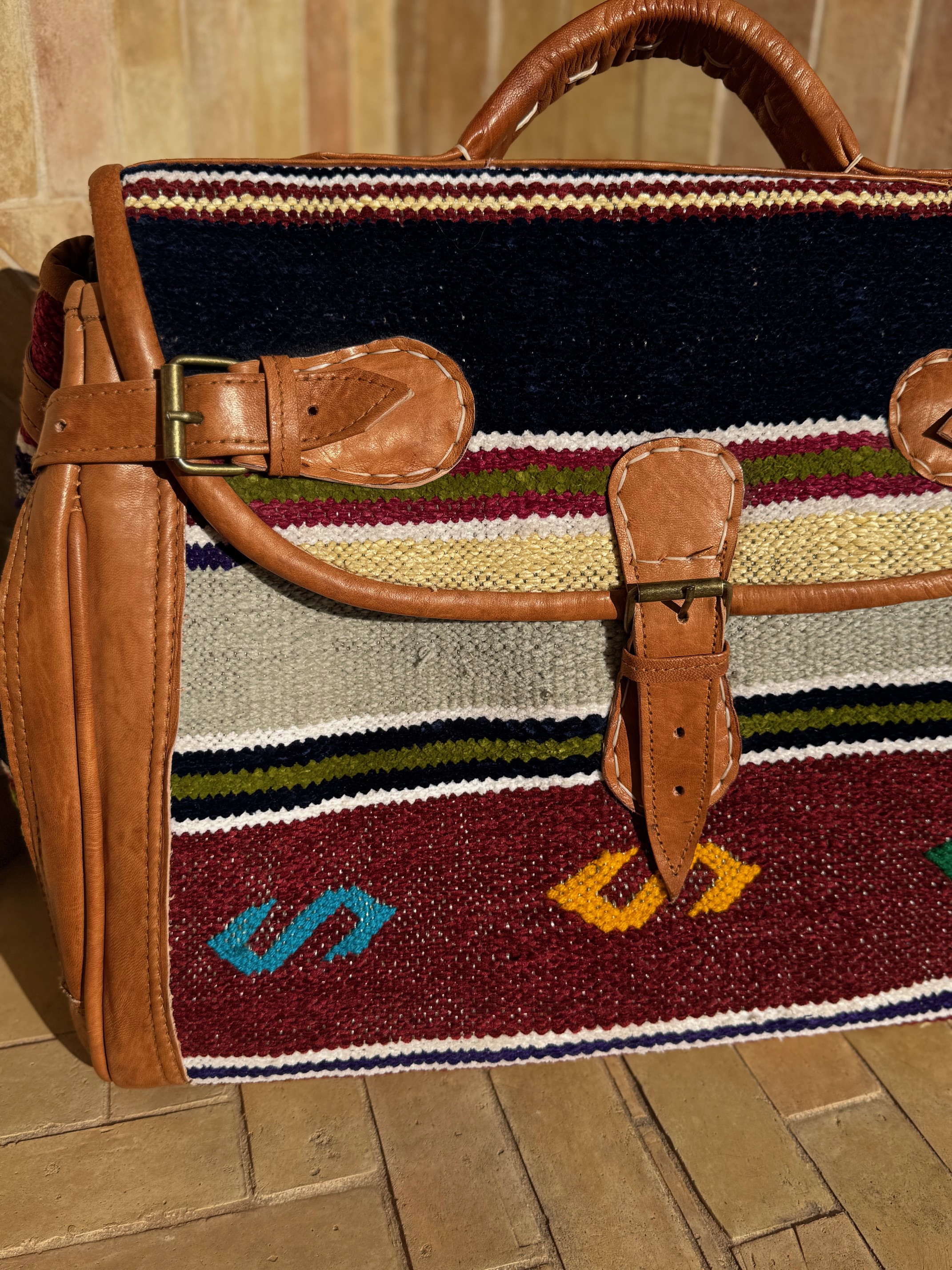 Sac Week-end en kilim berbère et cuir 