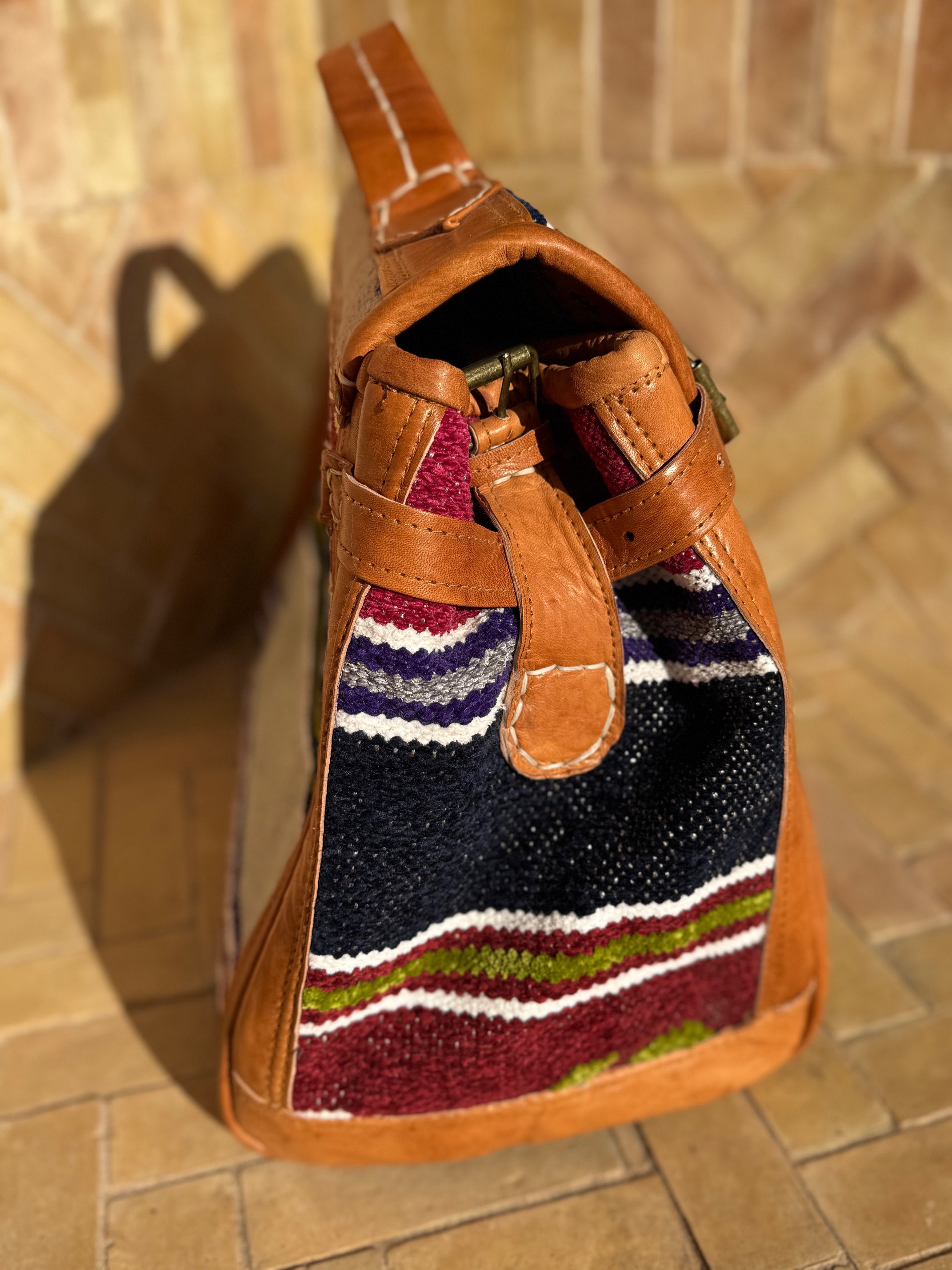Sac Week-end en kilim berbère et cuir 