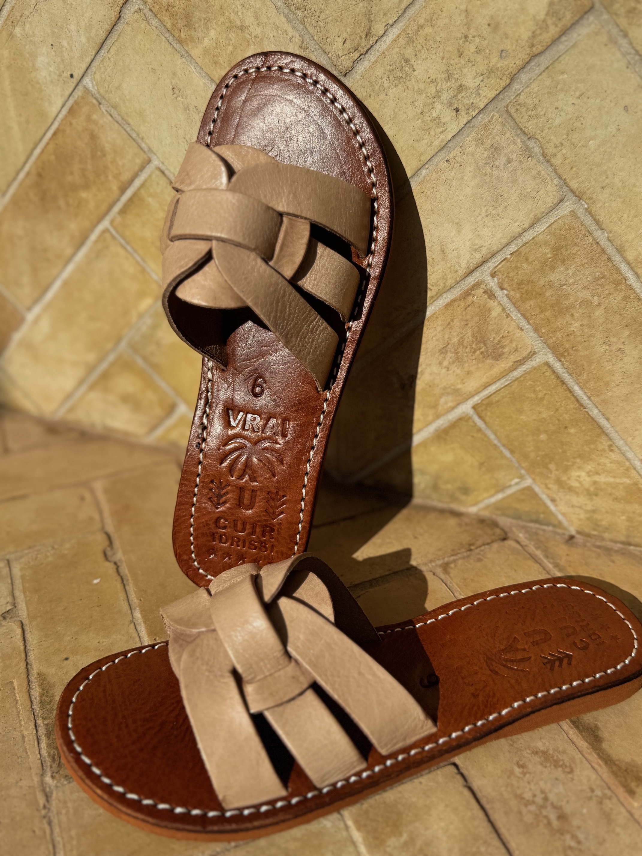 Mules d'été Warda cuir véritable naturel