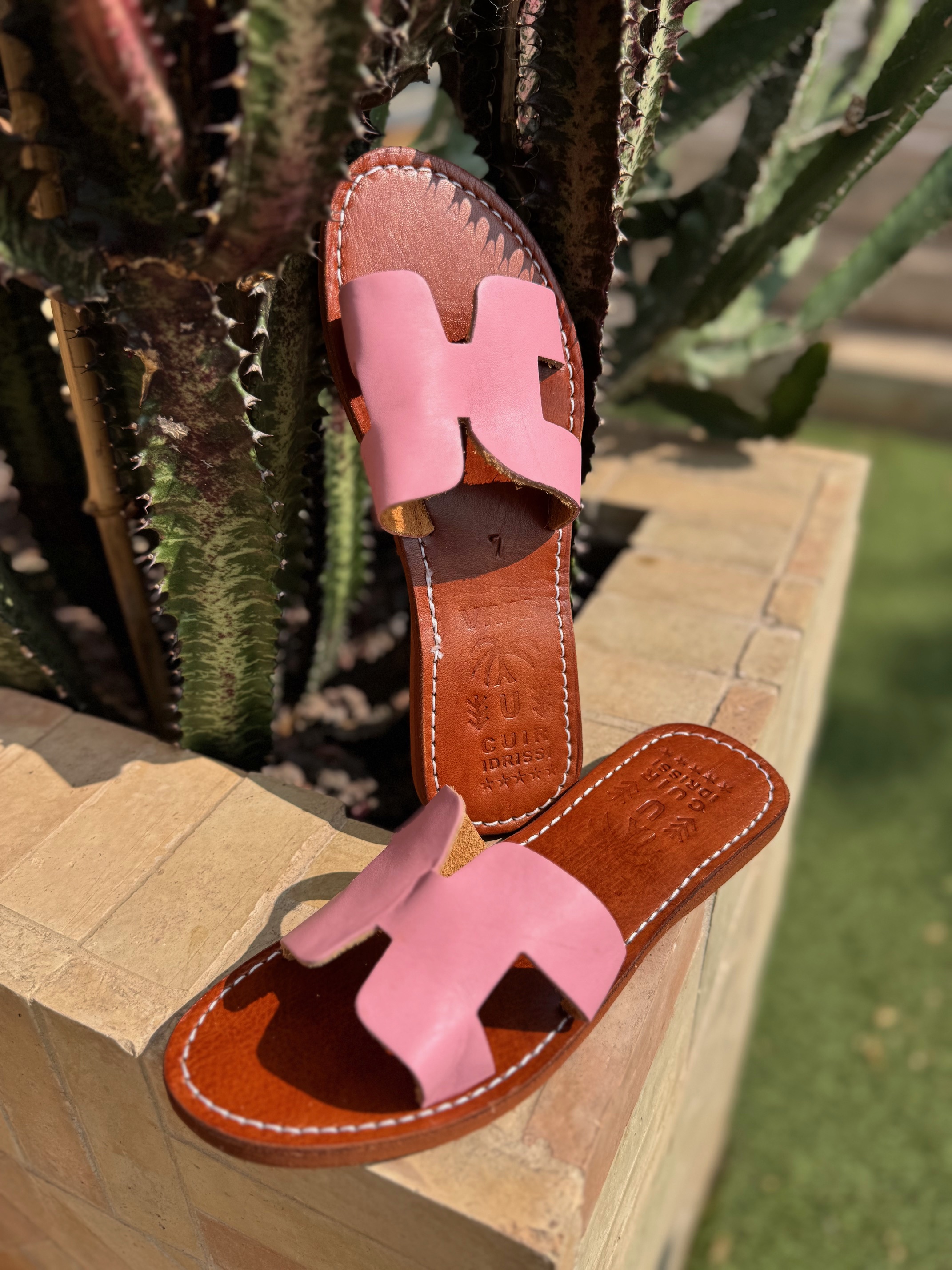 Mules d'été H cuir véritable Rose Babydoll