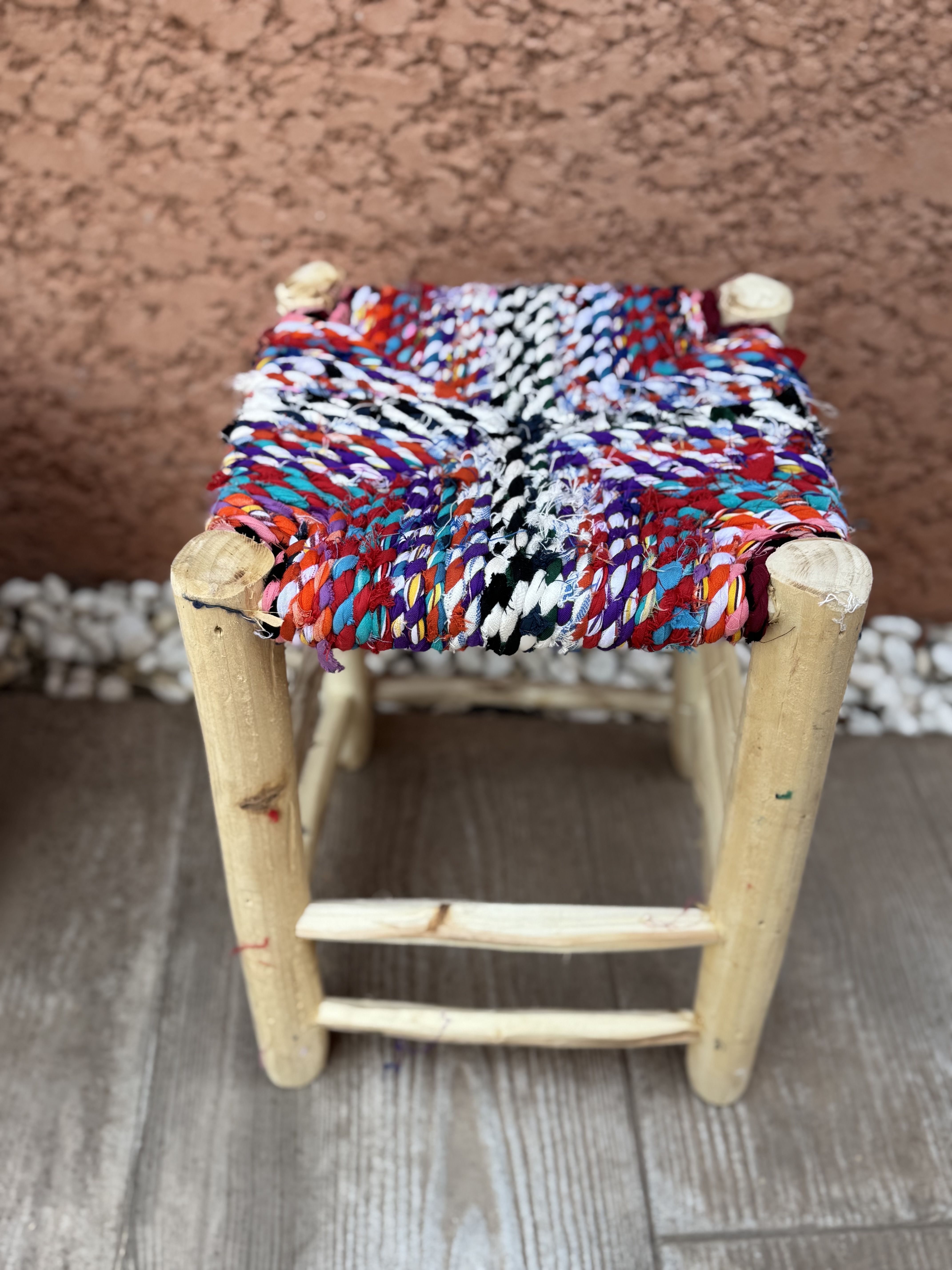 Tabouret Boucherouite rouge