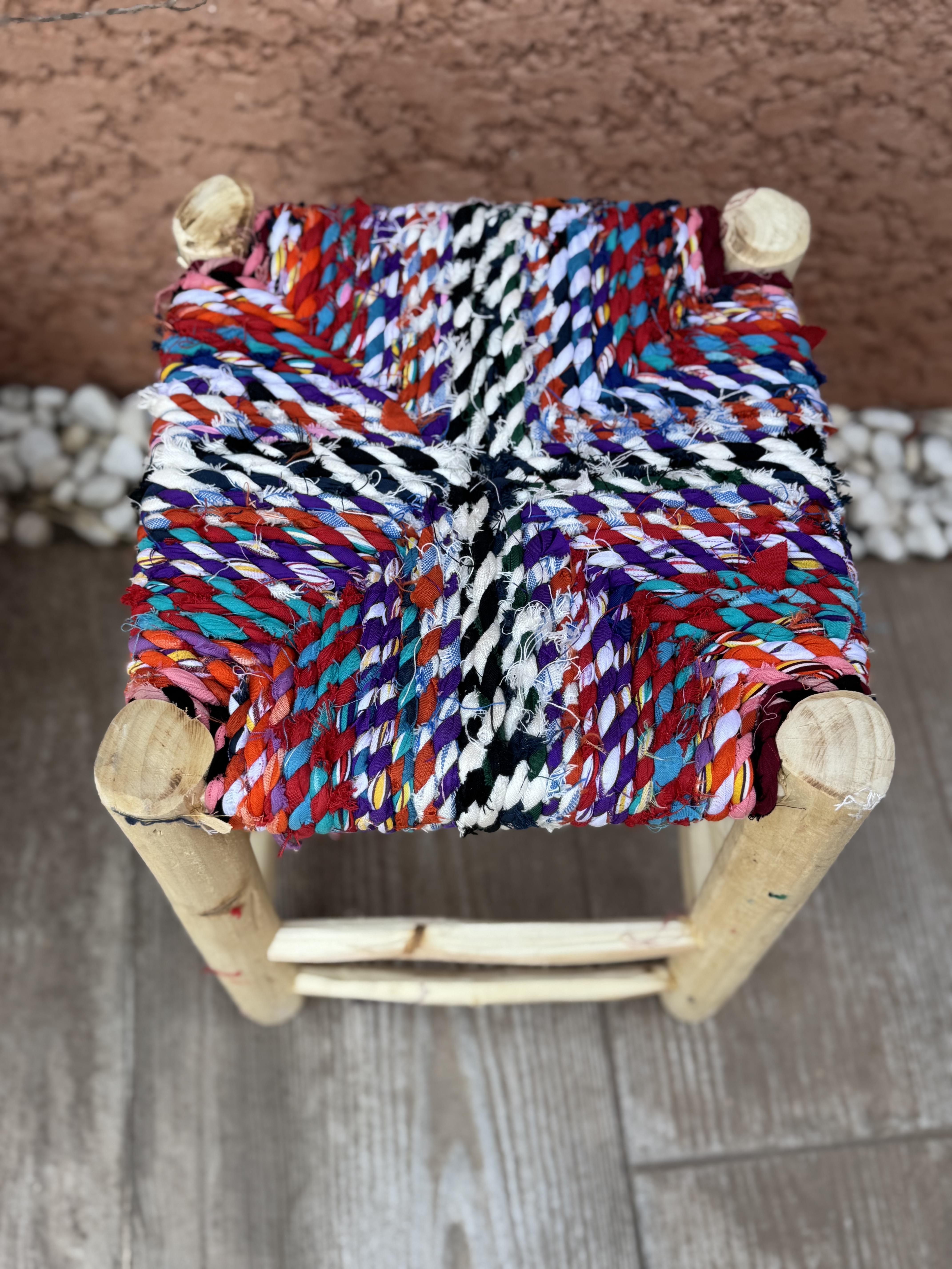 Tabouret Boucherouite rouge