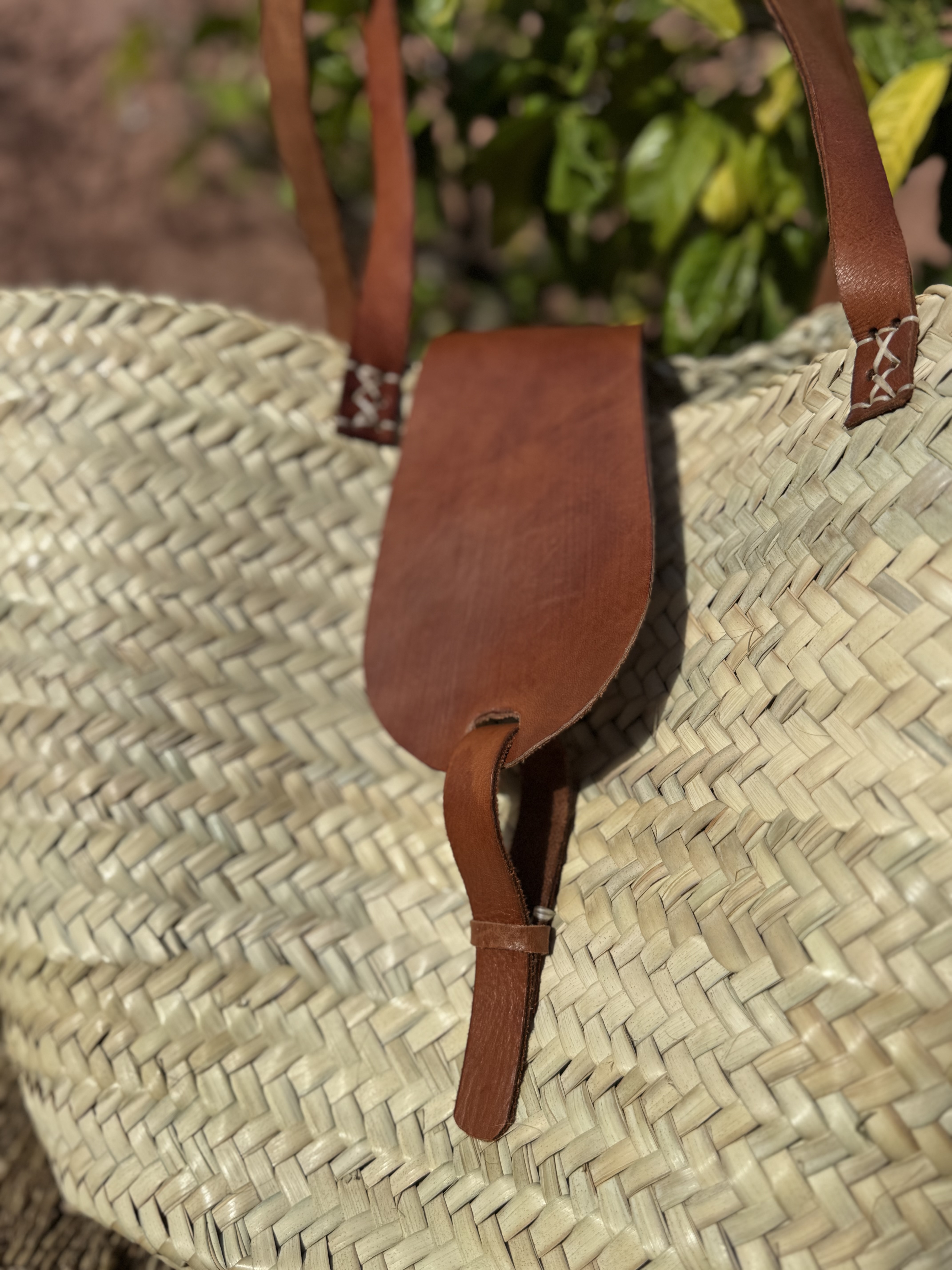 Panier beldi cuir camel