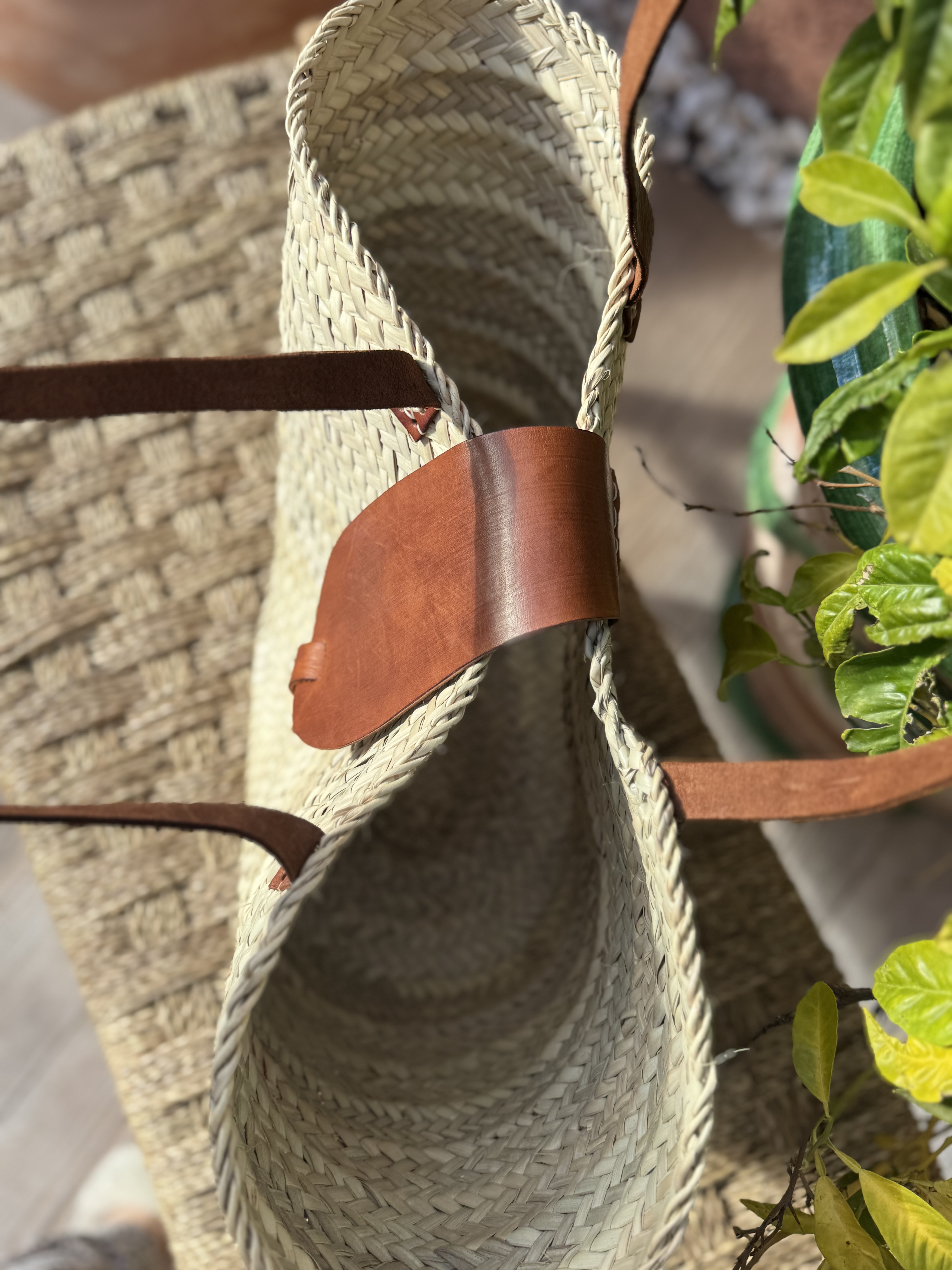 Panier beldi cuir camel