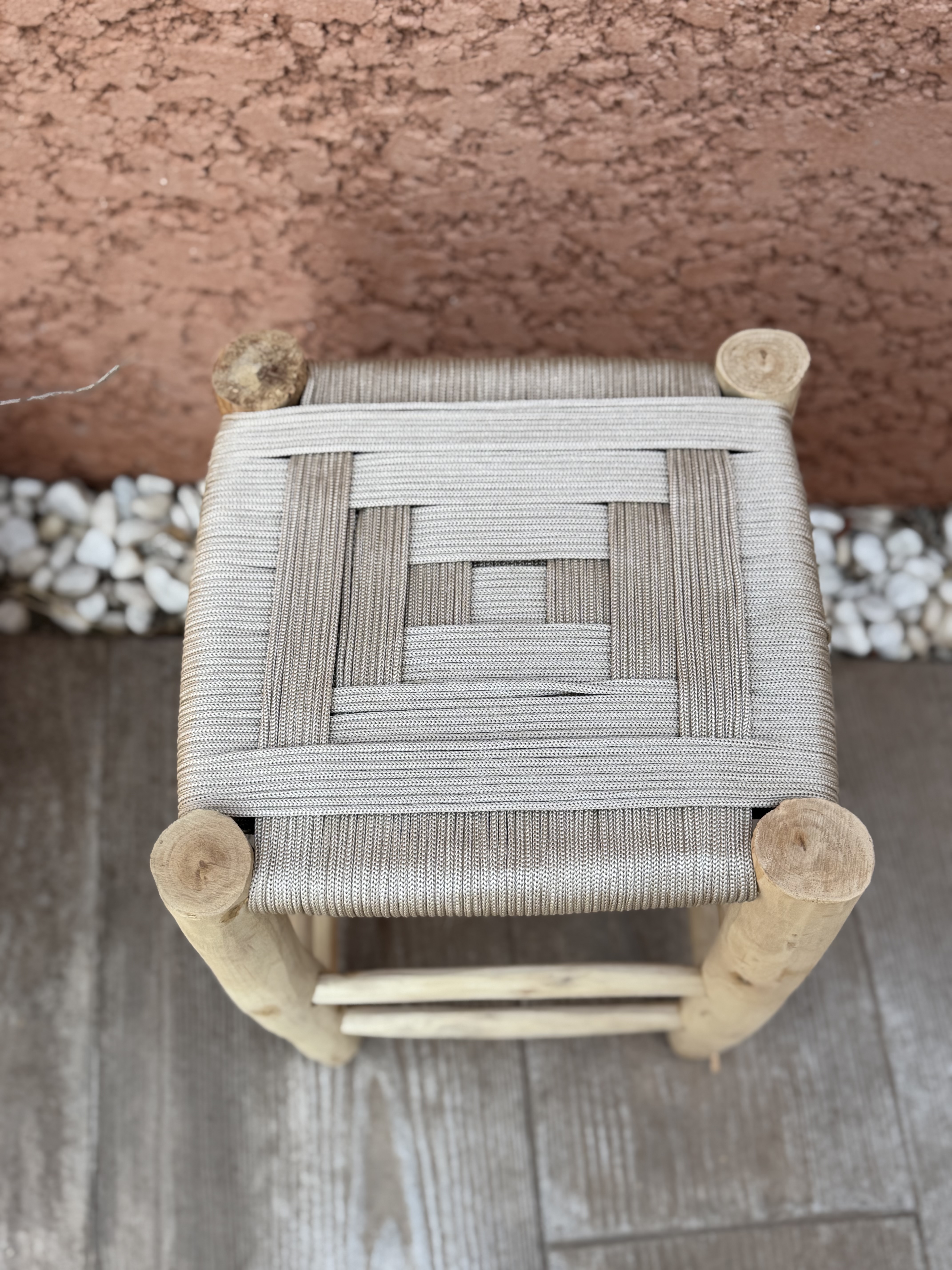 Tabouret berbère tressé en nylon Beige