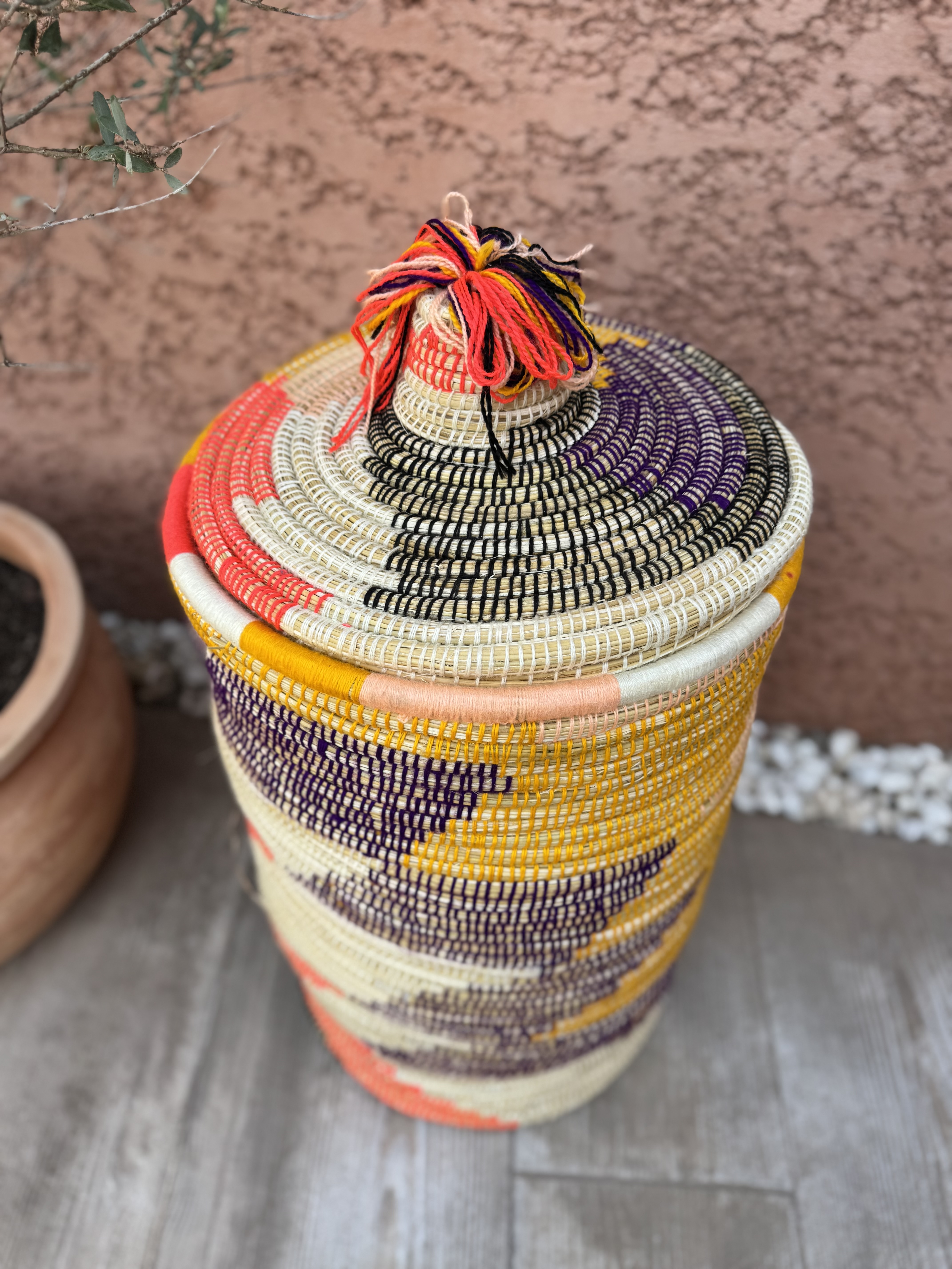 Grand panier à linge Beldi multicolore