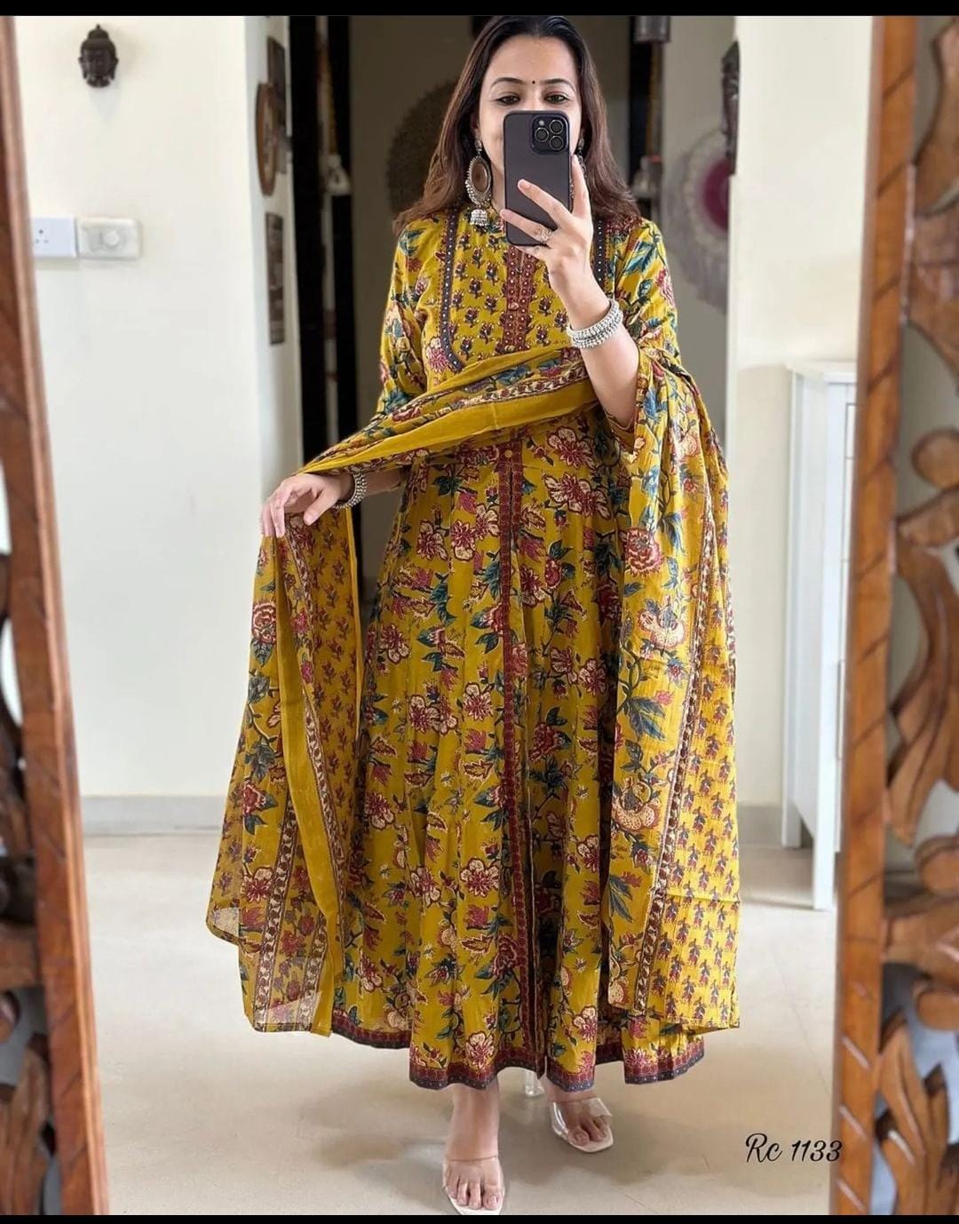 Anarkali Kurti Set with Heavy Sequins Work