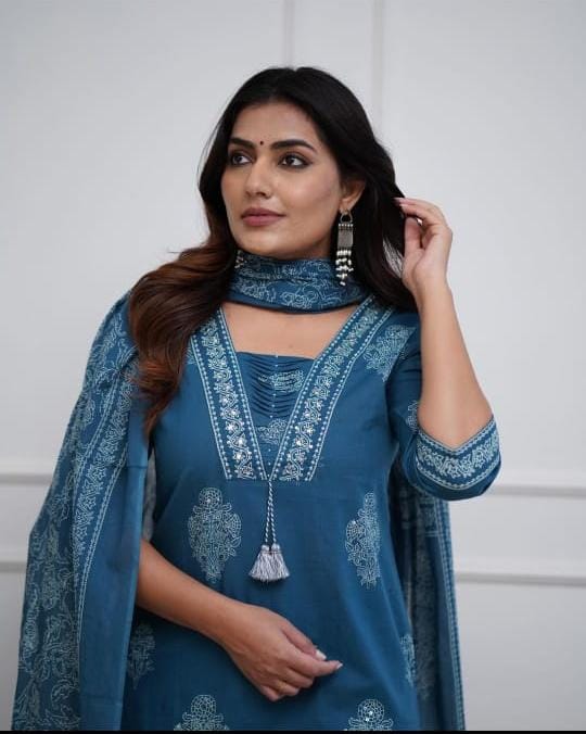 Blue Embroidered Kurta Set