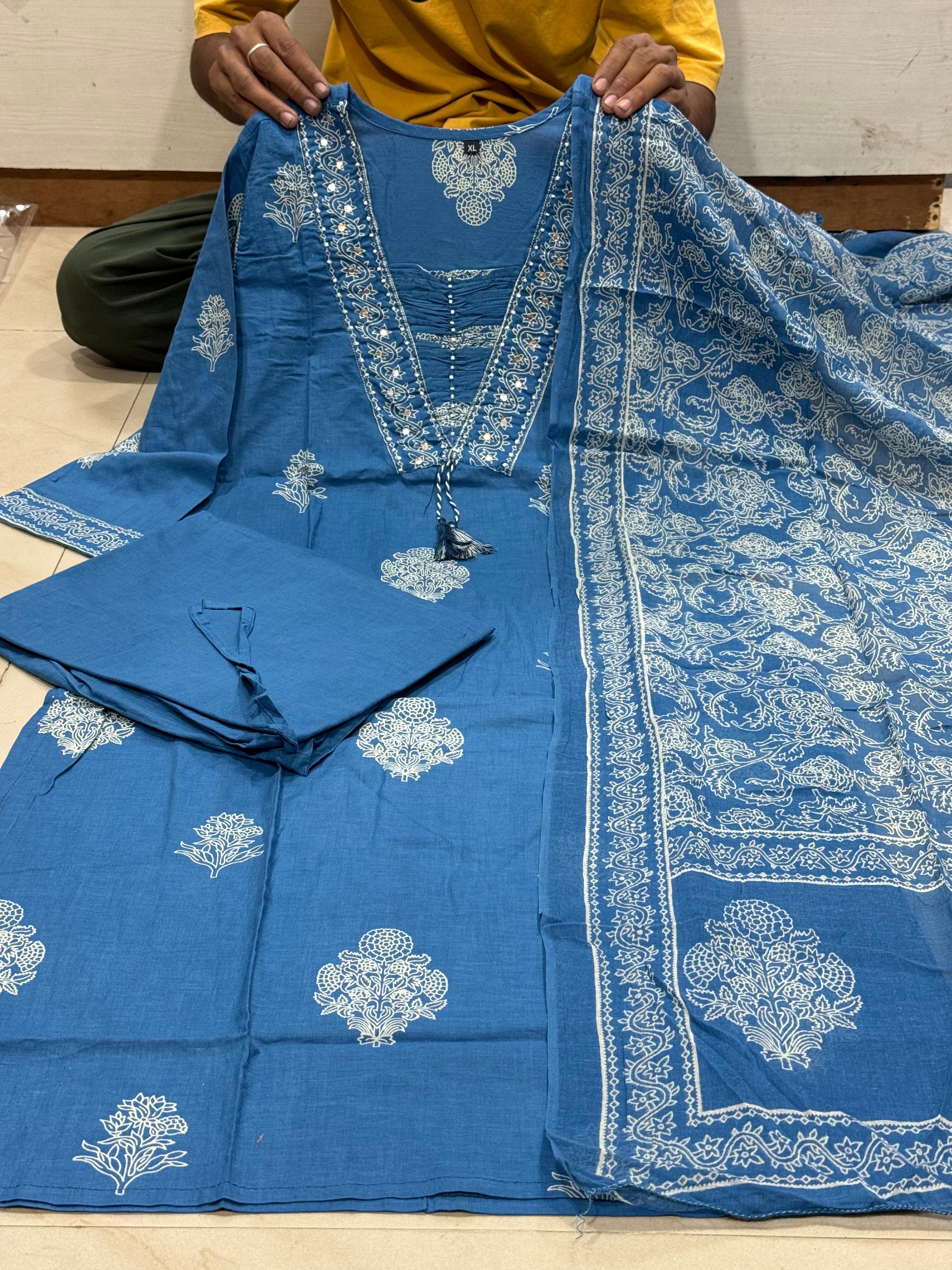 Blue Embroidered Kurta Set