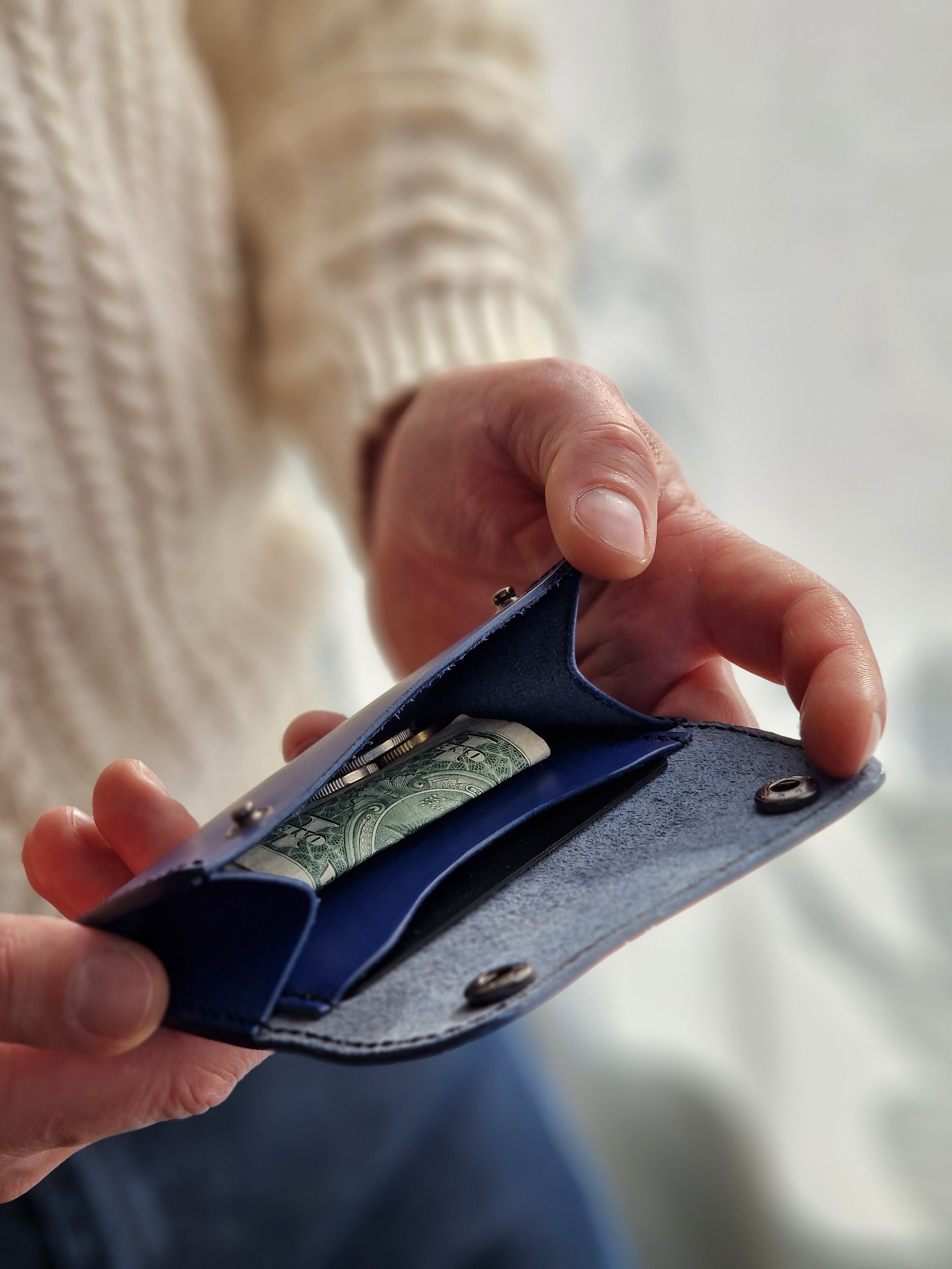 Blue Double Clasp Wallet