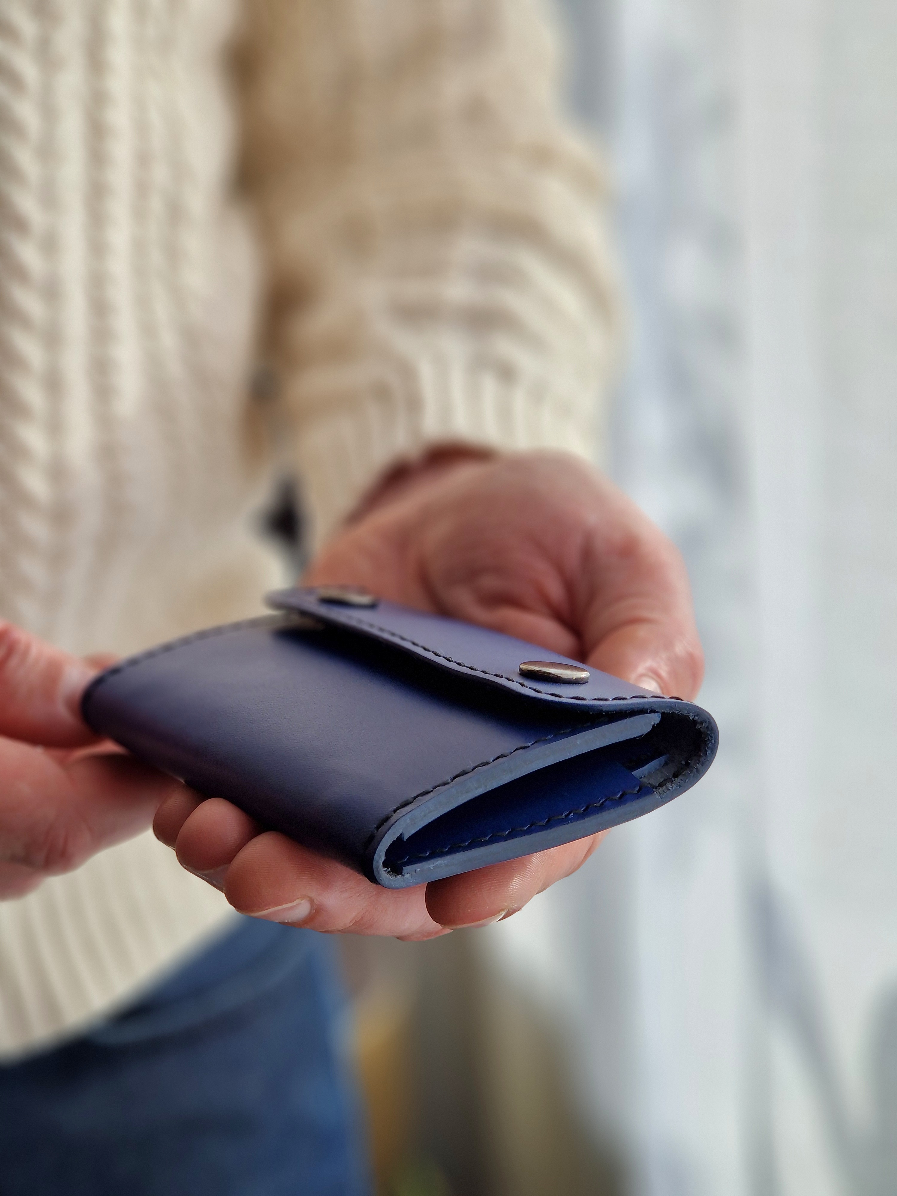 Blue Double Clasp Wallet