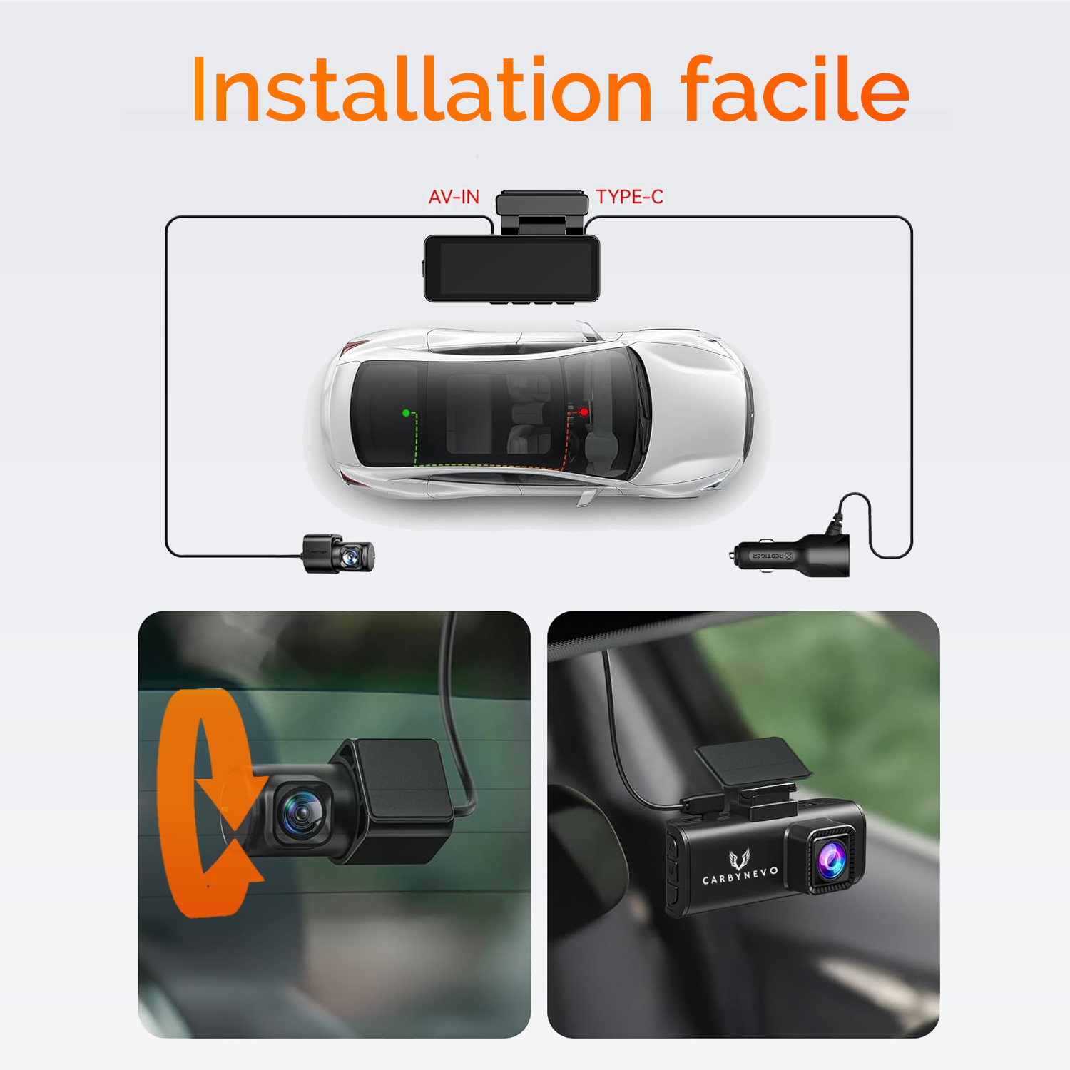 Dashcam 4K + 1080P CarByNevo EV4K