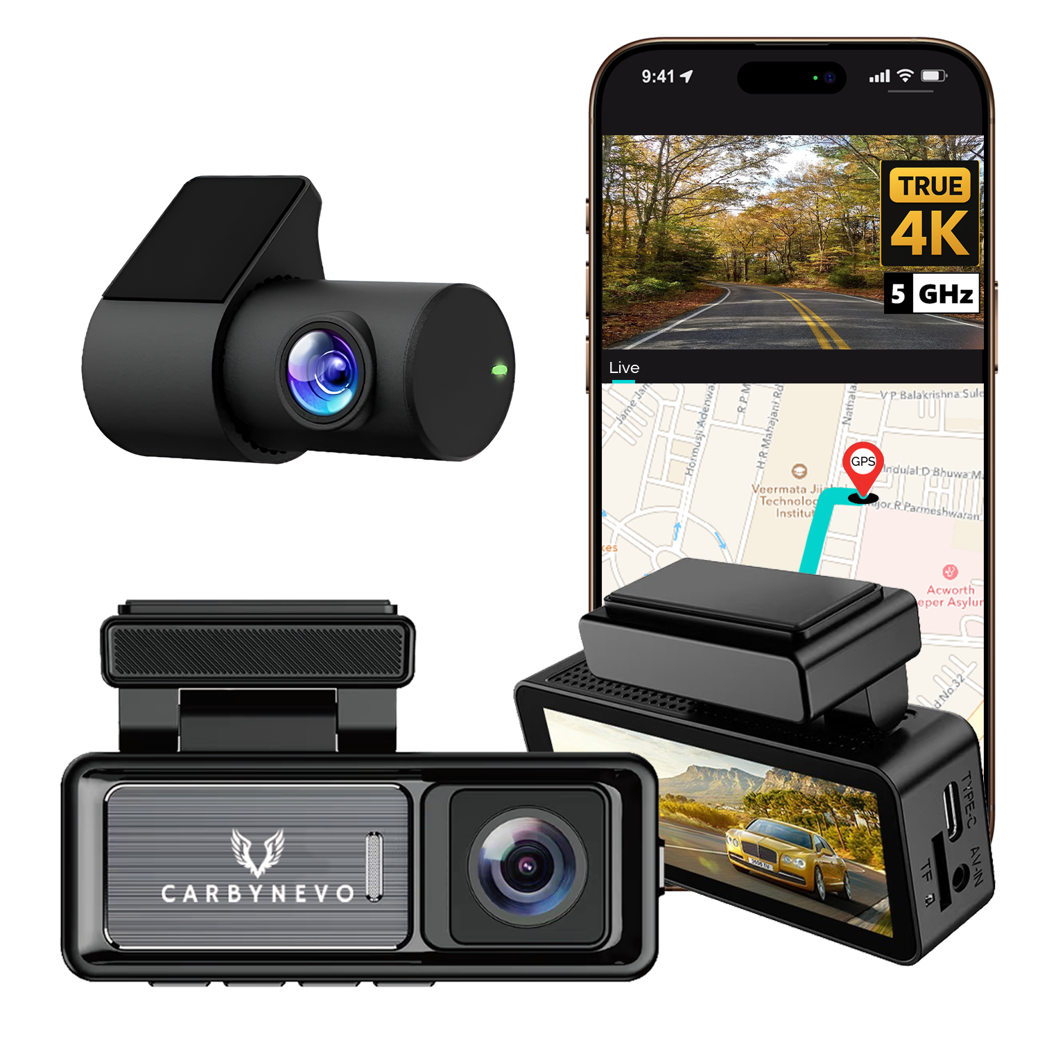 Dashcam 4K + 1080P CarByNevo EV4K
