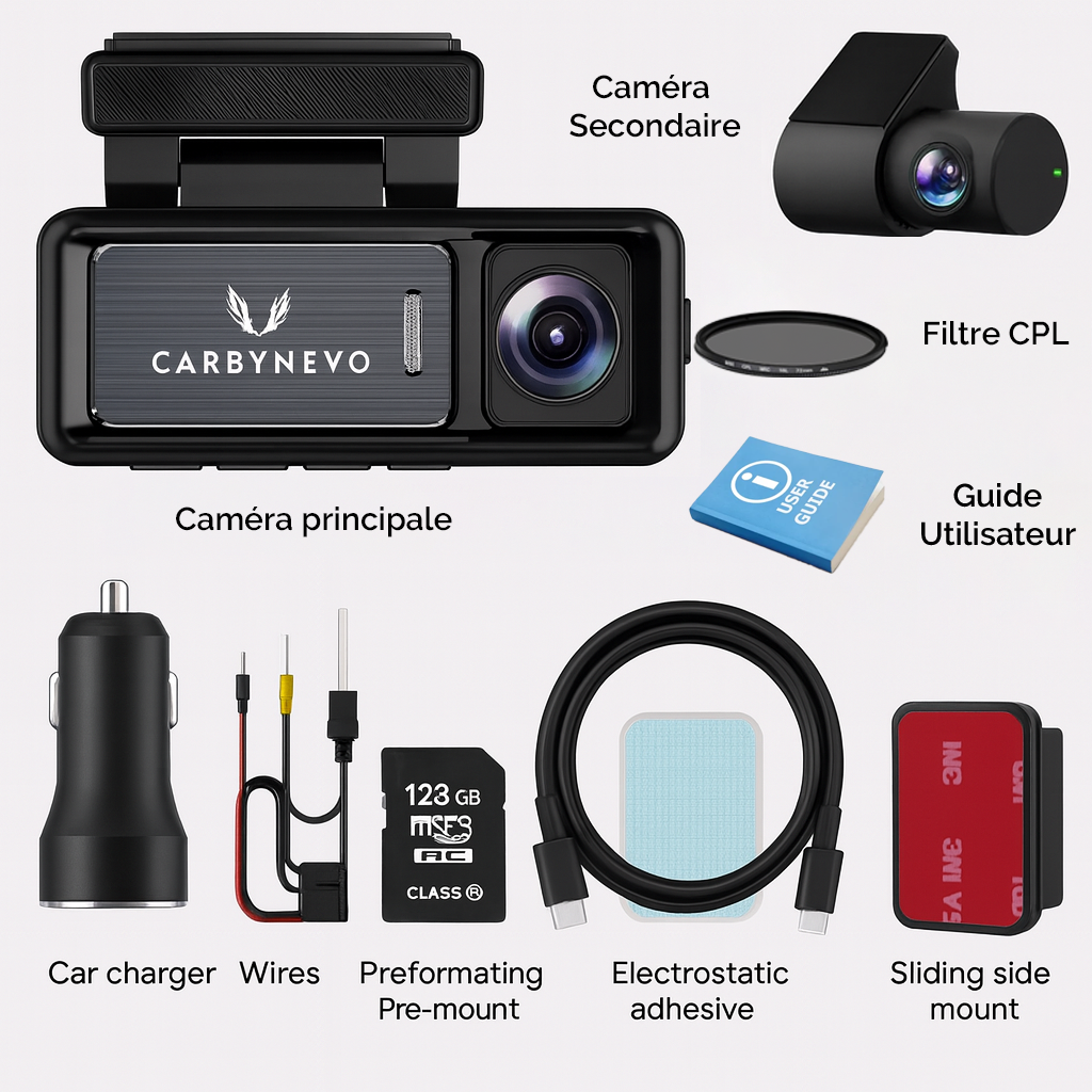 Dashcam 4K + 1080P CarByNevo EV4K