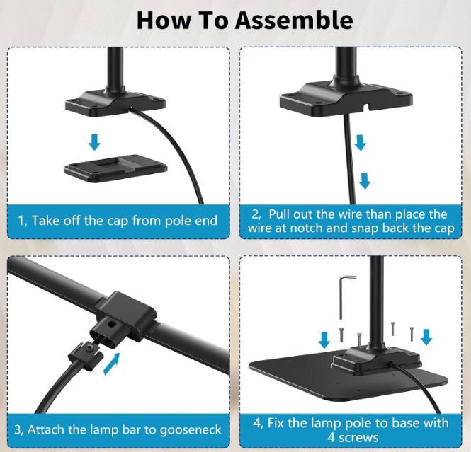 Desk Lamp Double Light: Bright Led Desk Lights for Home Office - Eye Care Reading Table Lamps with Base - Dimmable Desktop Lighting for Computer Monitor Study Drafting