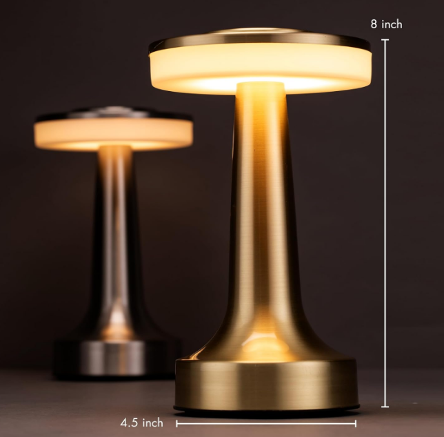 Portable LED Table Lamp with Touch Sensor, 3-Levels Brightness, Rechargeable Battery Up to 48 Hours Usage, Night Light for Kids Nursery, Nightstand Lamp, Bedside Lamp (Gold)