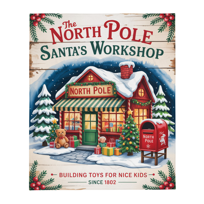 Santa's Workshop Throw Blanket (3 Sizes)
