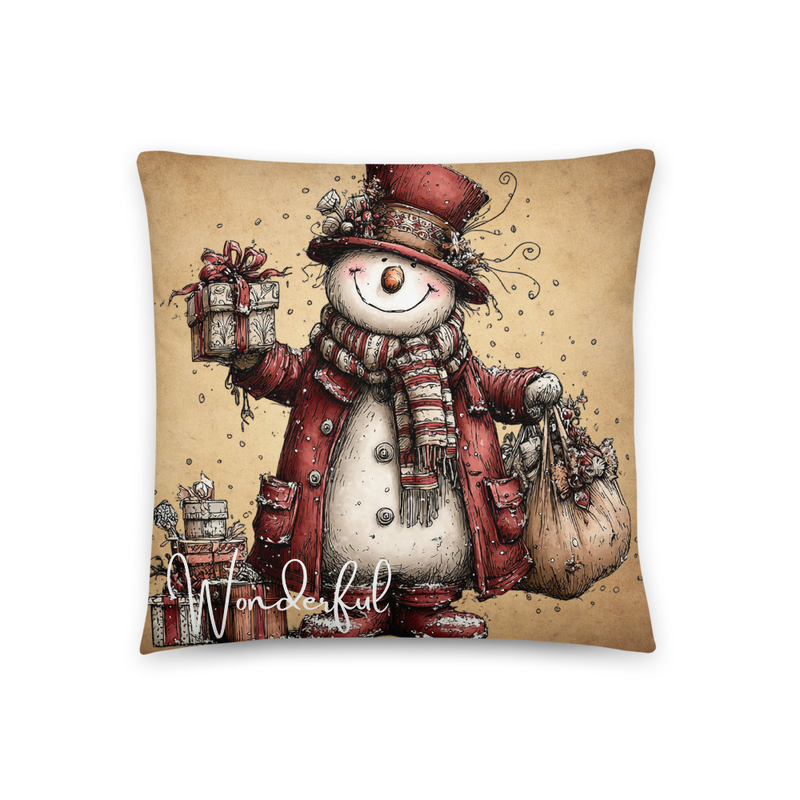 Wonderful Snowman 18" x 18" Throw Pillow