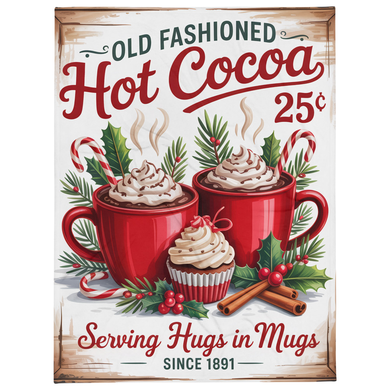 Old Fashioned Hot Cocoa Throw Blanket (3 Sizes)