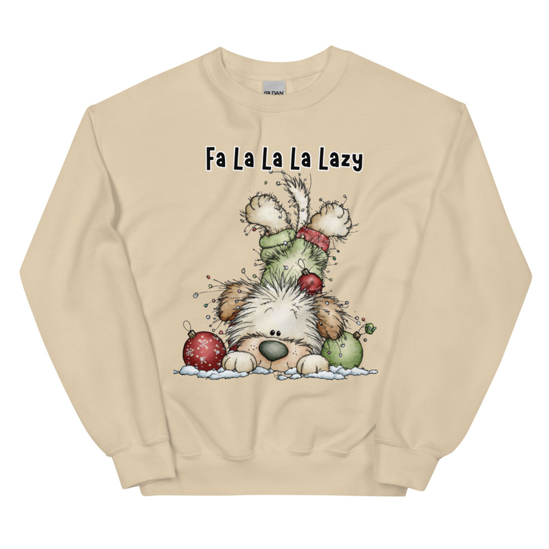 Fa La La La Lazy Holiday Whimsical Dog Sweatshirt