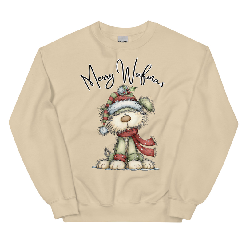 Merry Woofmas Christmas Whimsical Dog Sweatshirt