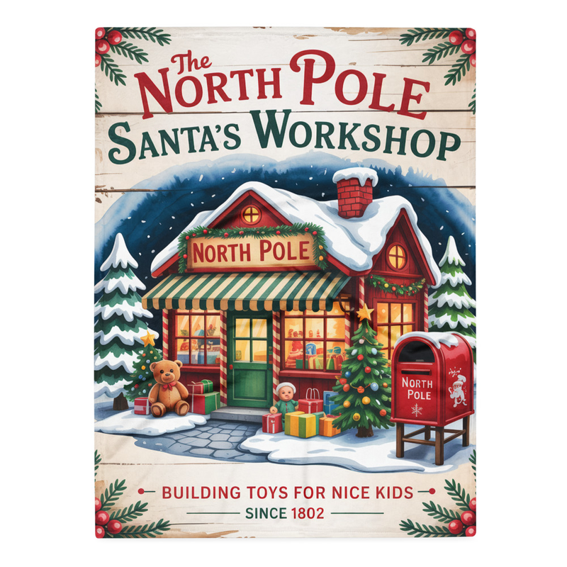 Santa's Workshop Throw Blanket (3 Sizes)