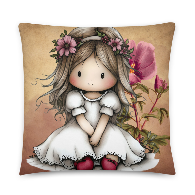 Whimsical Boho Girl Throw Pillow